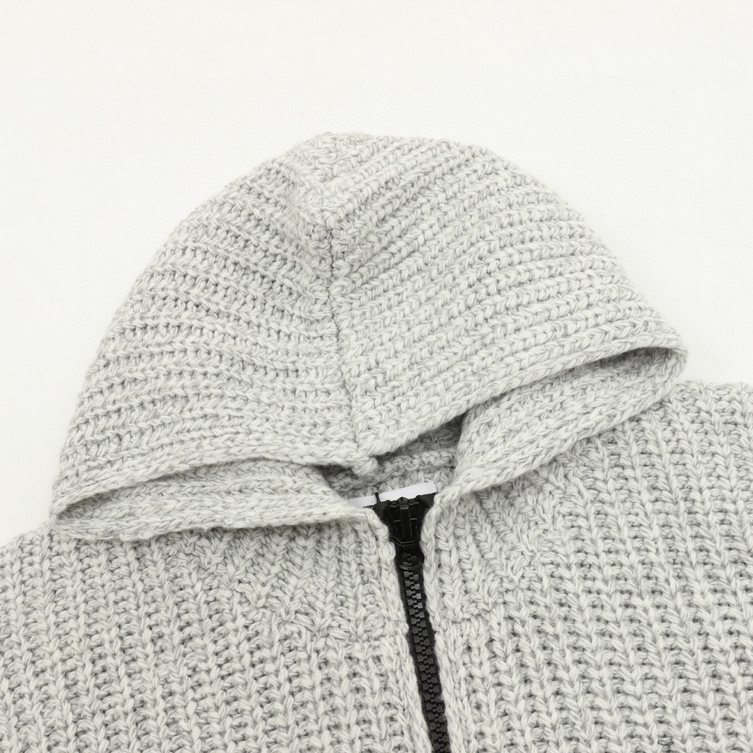 Stone Island 스톤 아일랜드 실버 그레이 후드 니트 집업 가디건 12