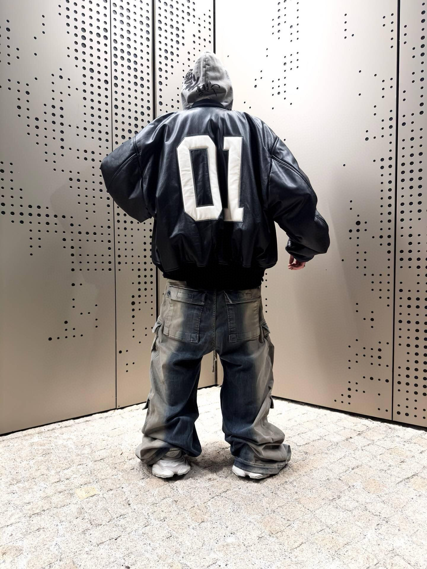 Balenciaga 발렌시아가 로고 자수 농구 레더 플라이트 점퍼 2