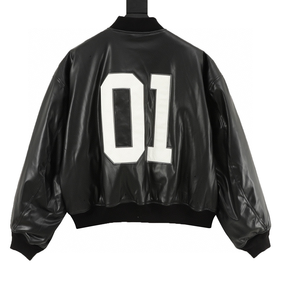 Balenciaga 발렌시아가 로고 자수 농구 레더 플라이트 점퍼 6