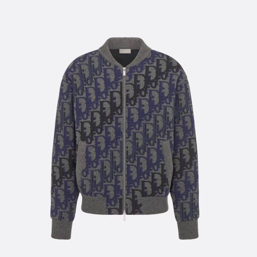 Dior 디올 오블리크 패턴 니트 블루 봄버 자켓 1