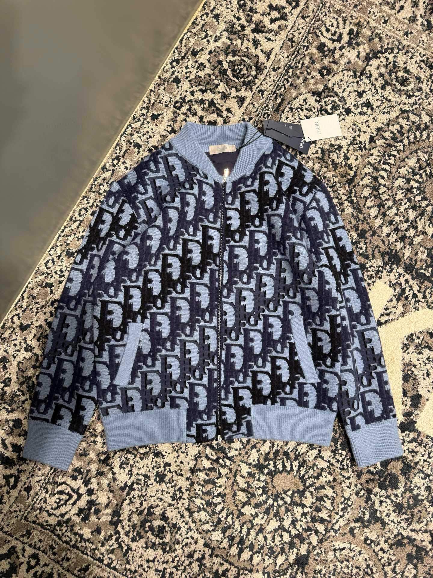 Dior 디올 오블리크 블루 니트 집업 재킷 11