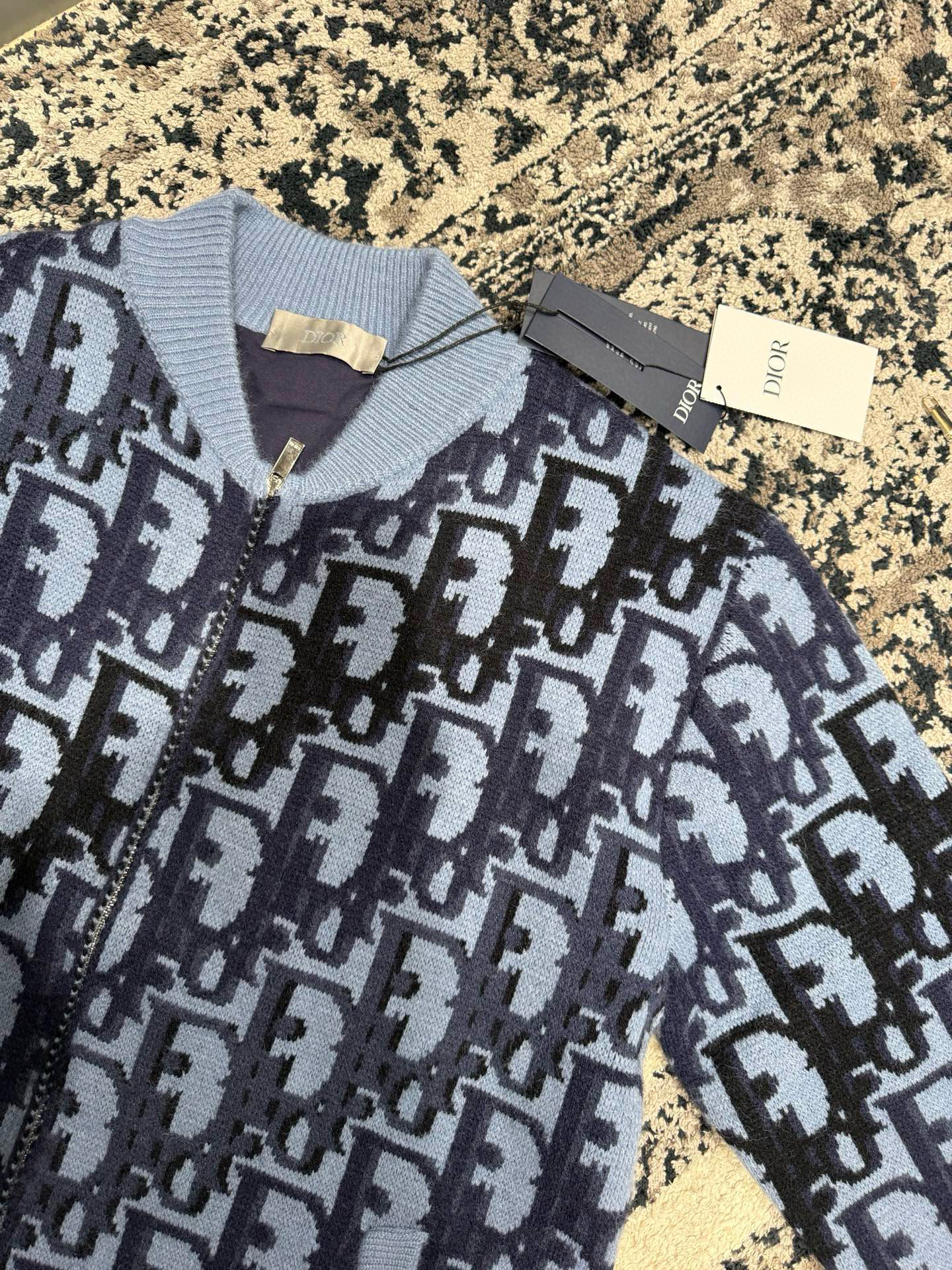 Dior 디올 오블리크 블루 니트 집업 재킷 14