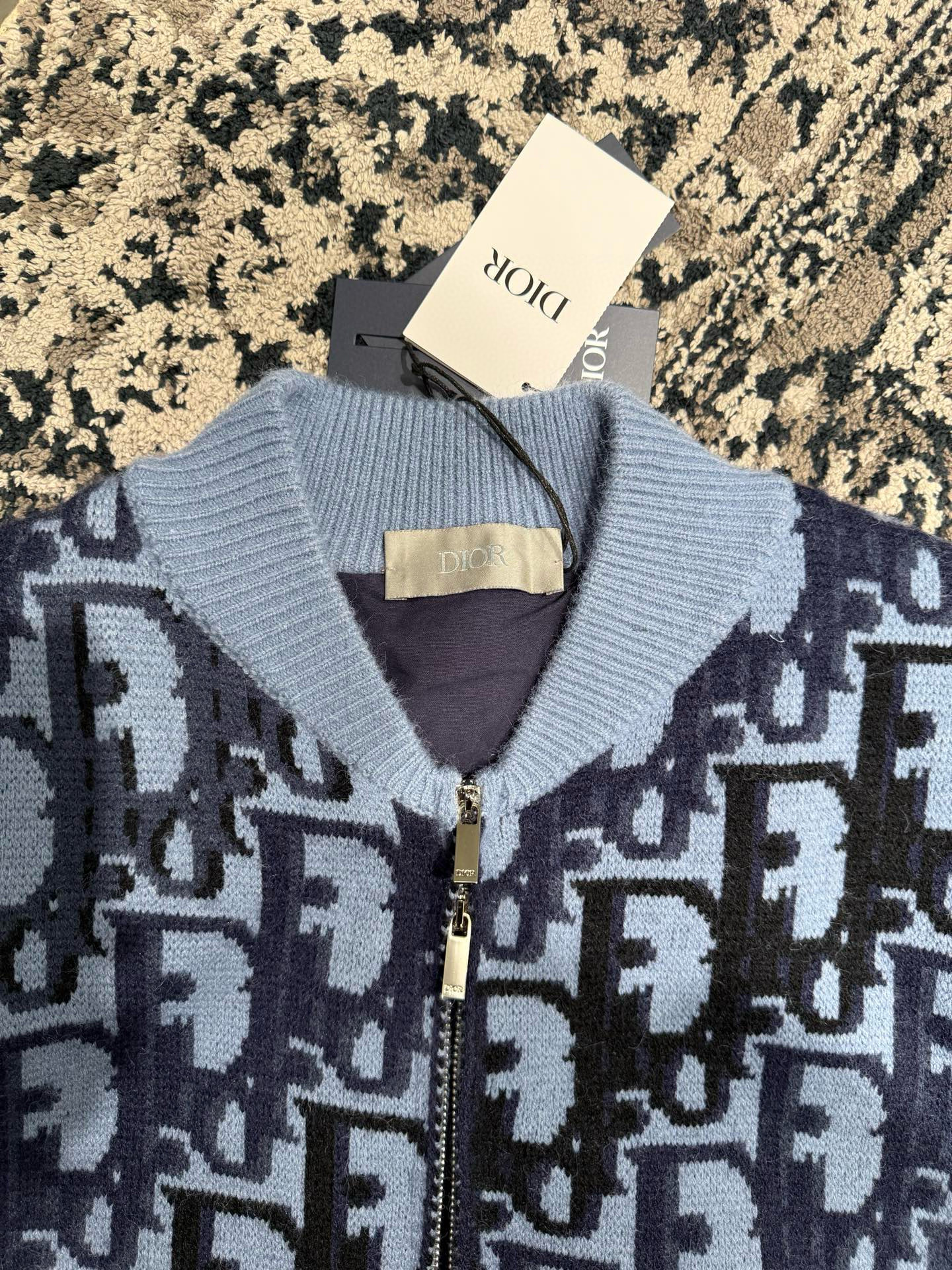 Dior 디올 오블리크 블루 니트 집업 재킷 15