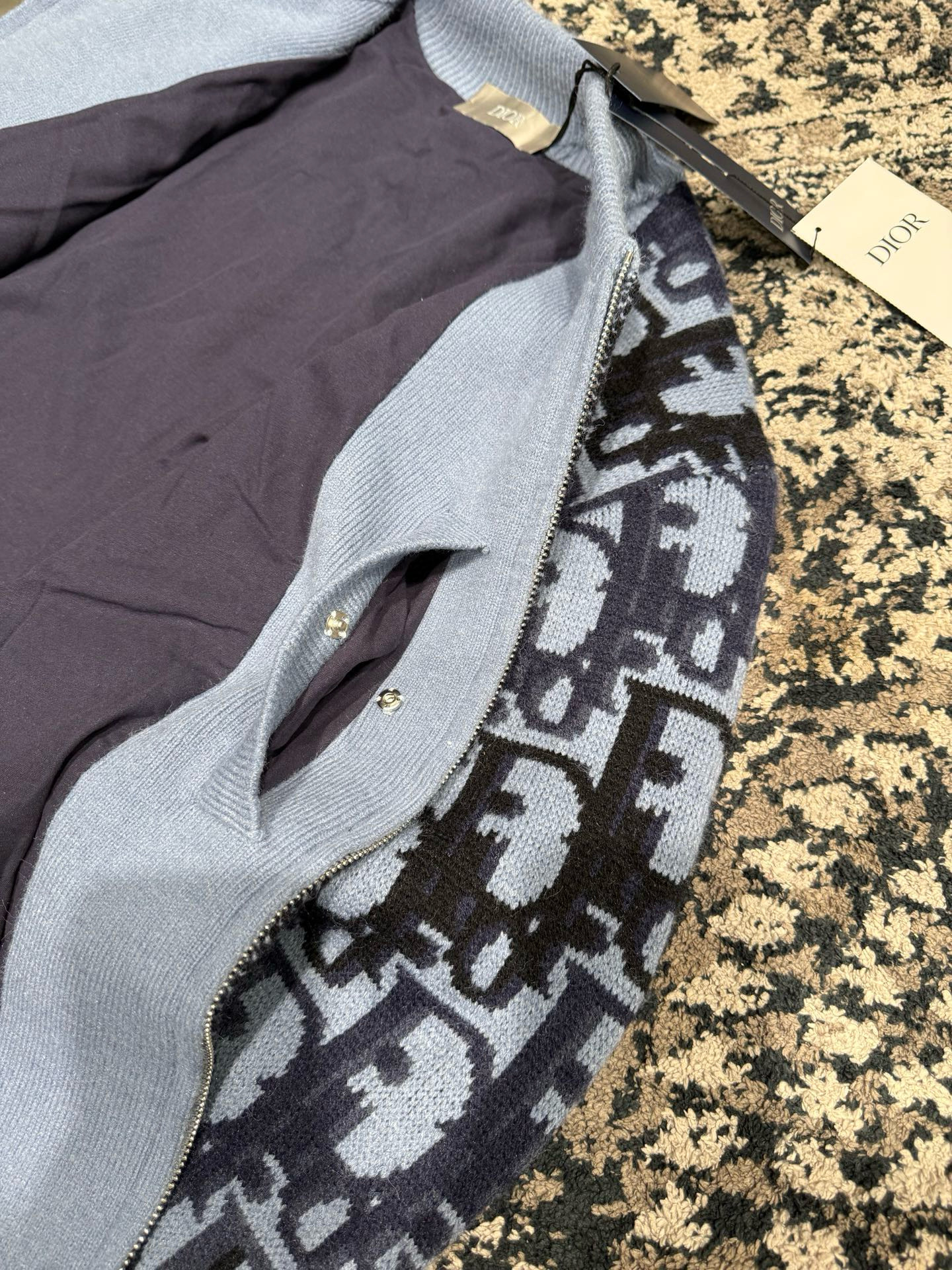 Dior 디올 오블리크 블루 니트 집업 재킷 18