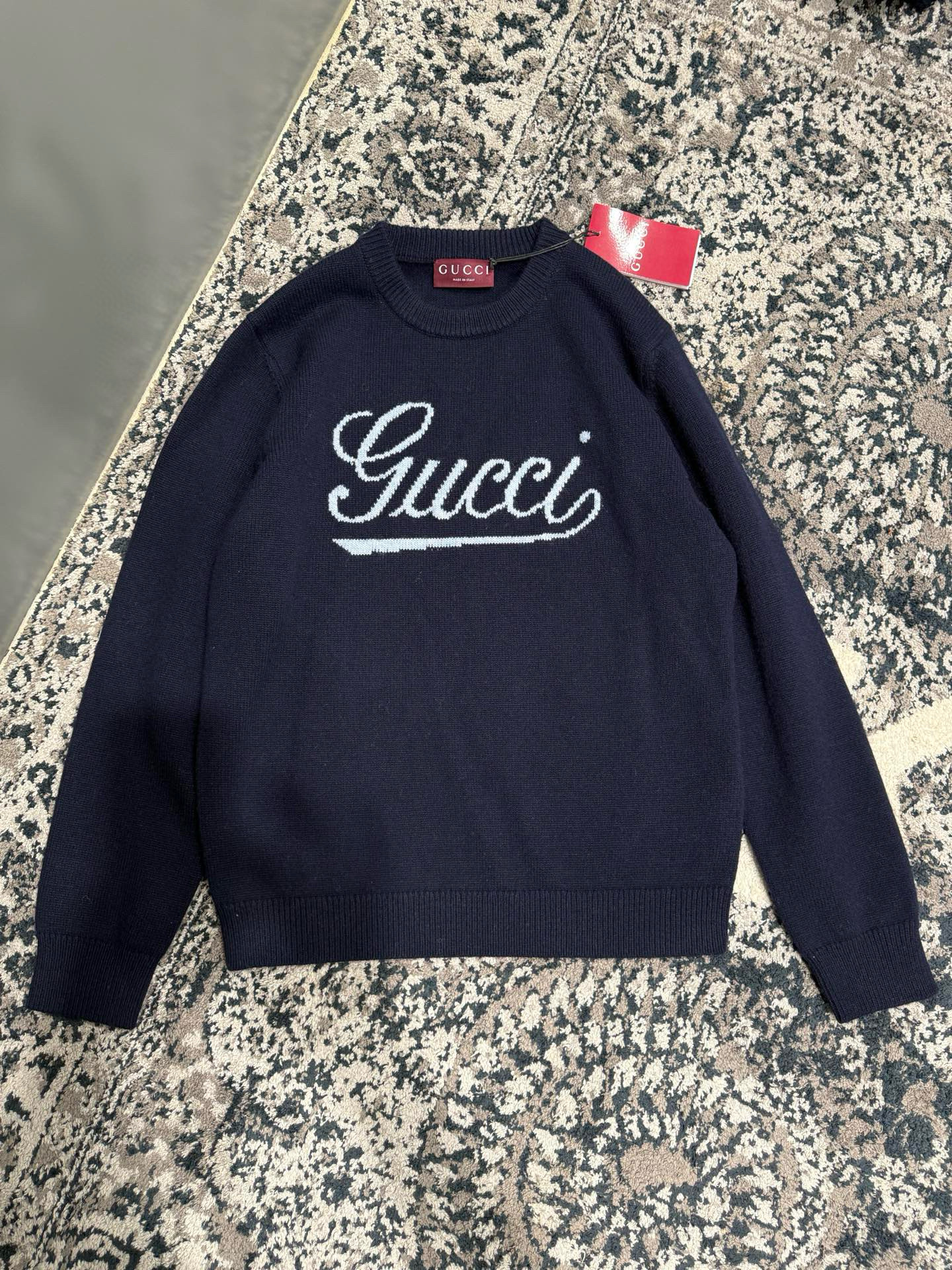 Gucci 구찌 로고 장식 네이비 니트 스웨터 5