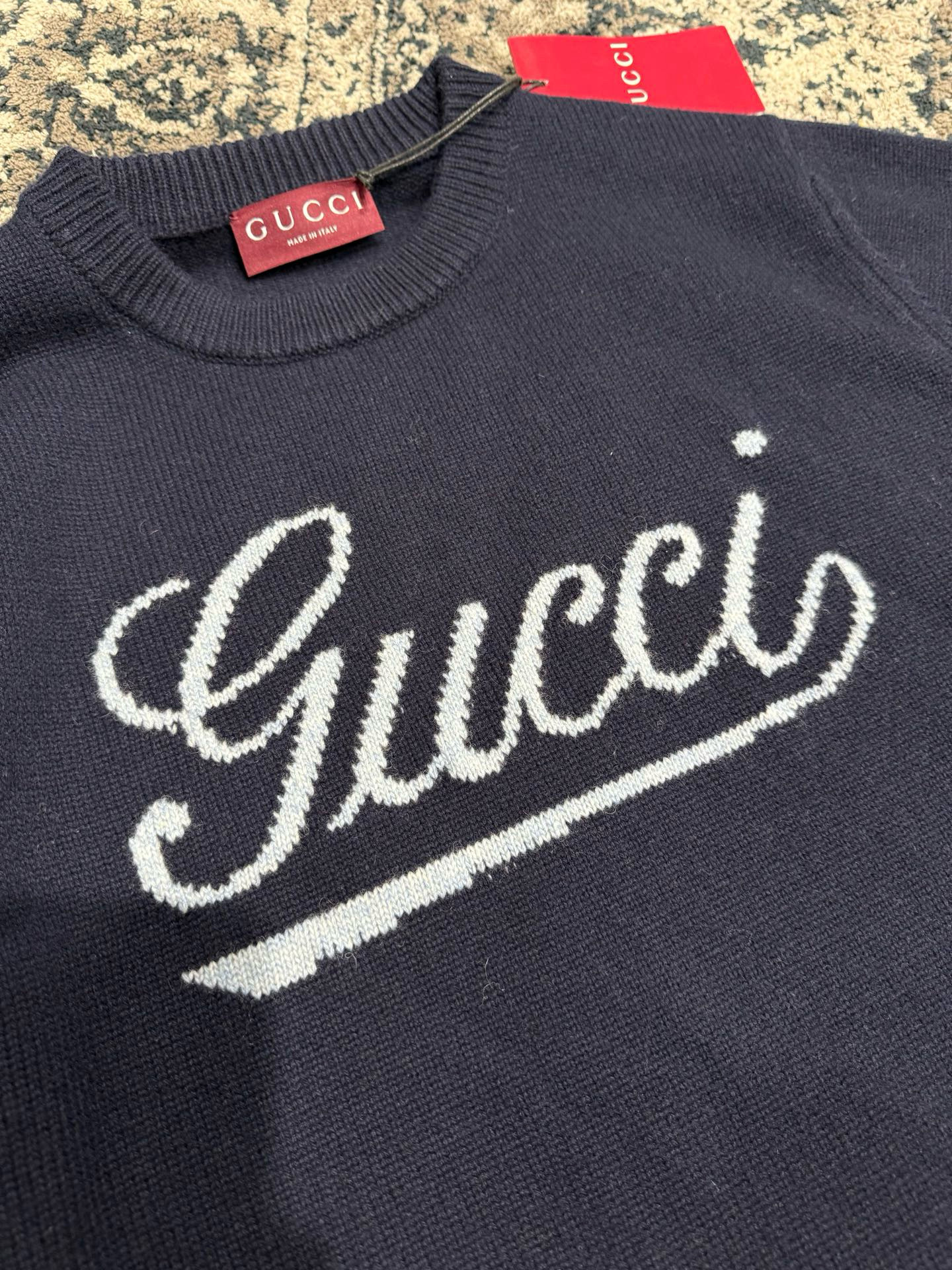 Gucci 구찌 로고 장식 네이비 니트 스웨터 7