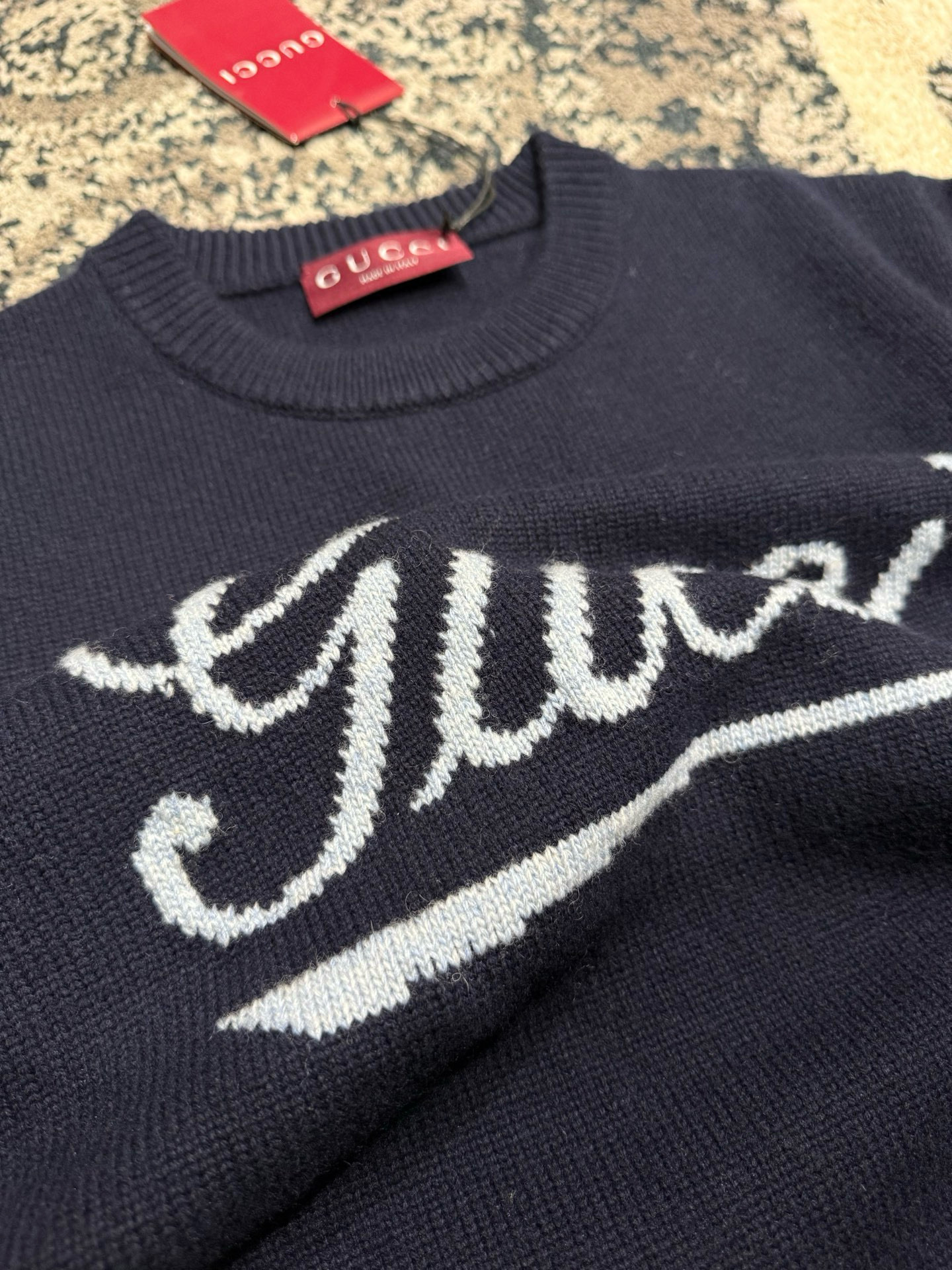 Gucci 구찌 로고 장식 네이비 니트 스웨터 8