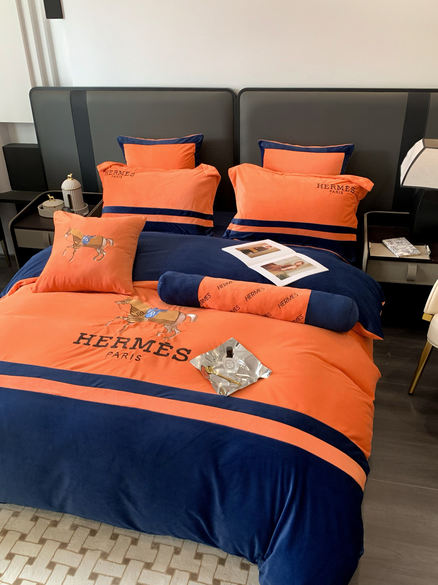 Hermes 에르메스 고중량 극세사 자수 침구 세트 3