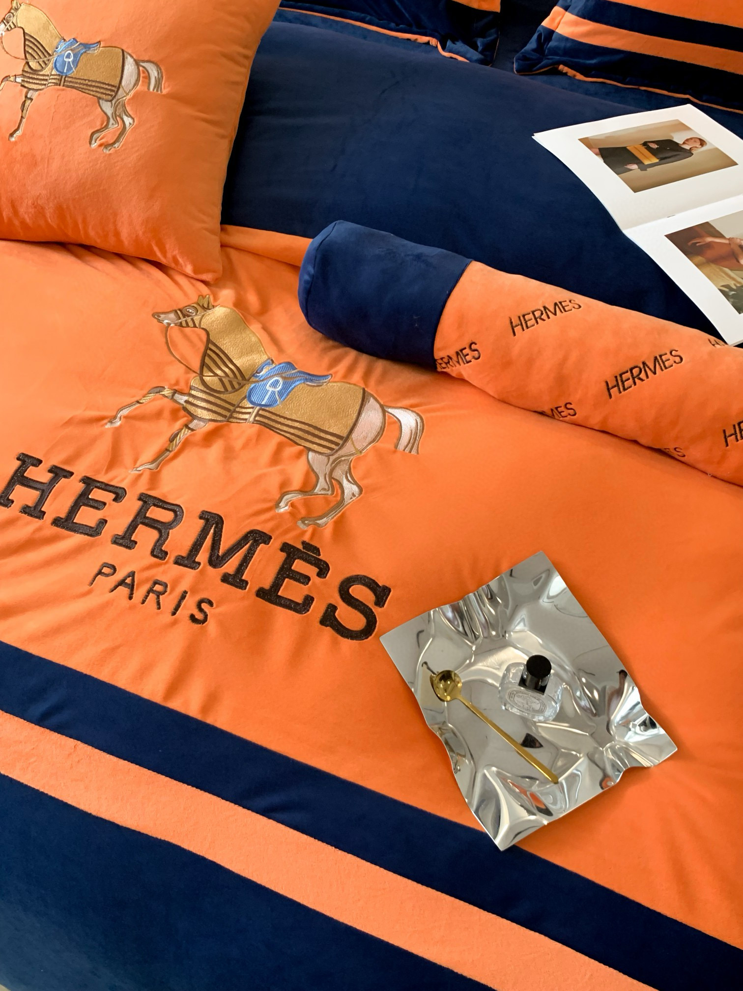Hermes 에르메스 고중량 극세사 자수 침구 세트 5