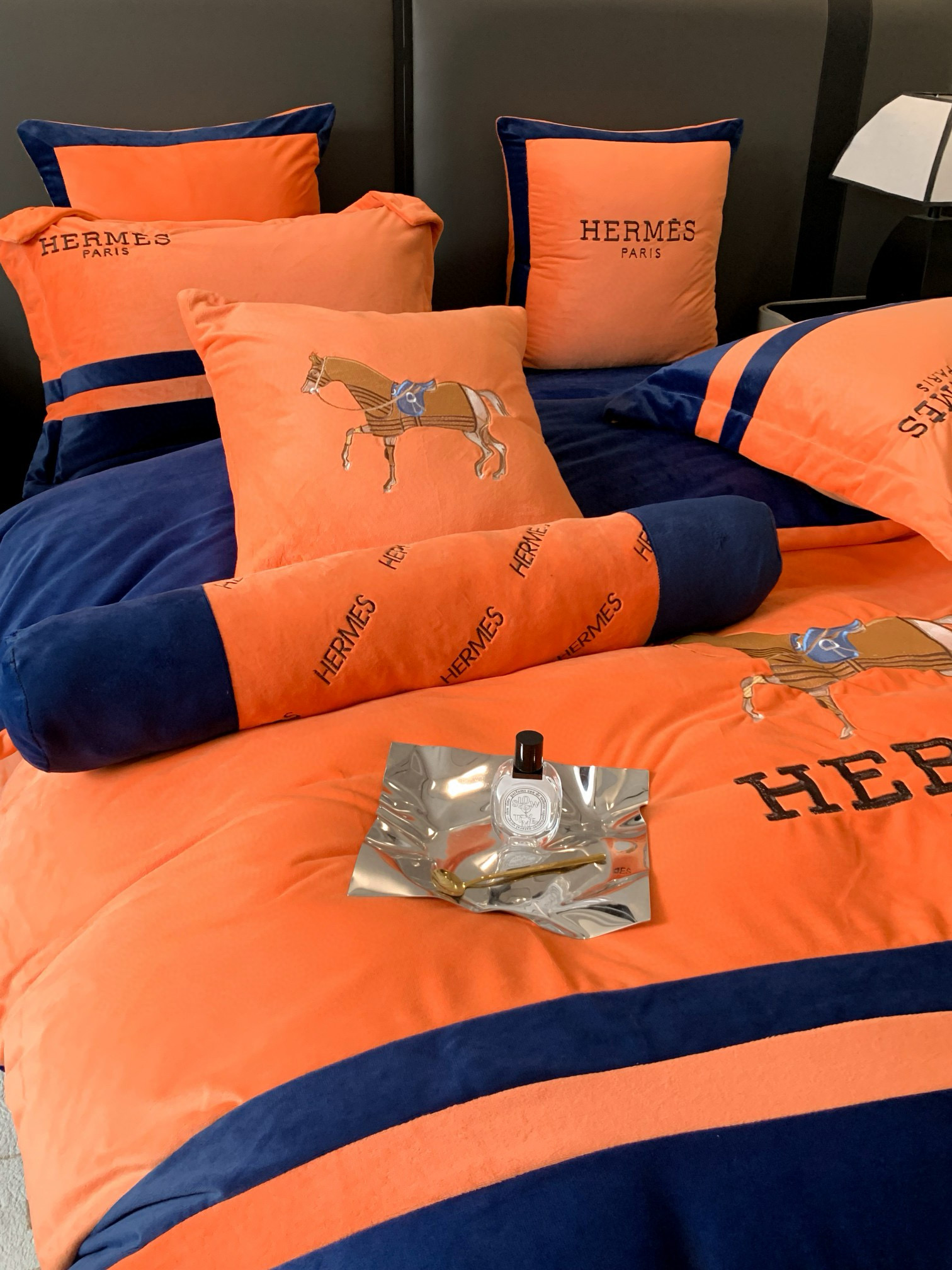 Hermes 에르메스 고중량 극세사 자수 침구 세트 6