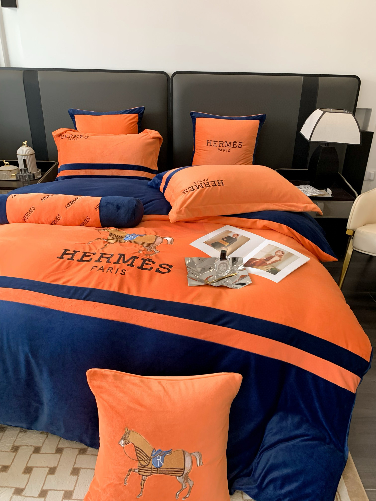 Hermes 에르메스 고중량 극세사 자수 침구 세트 7