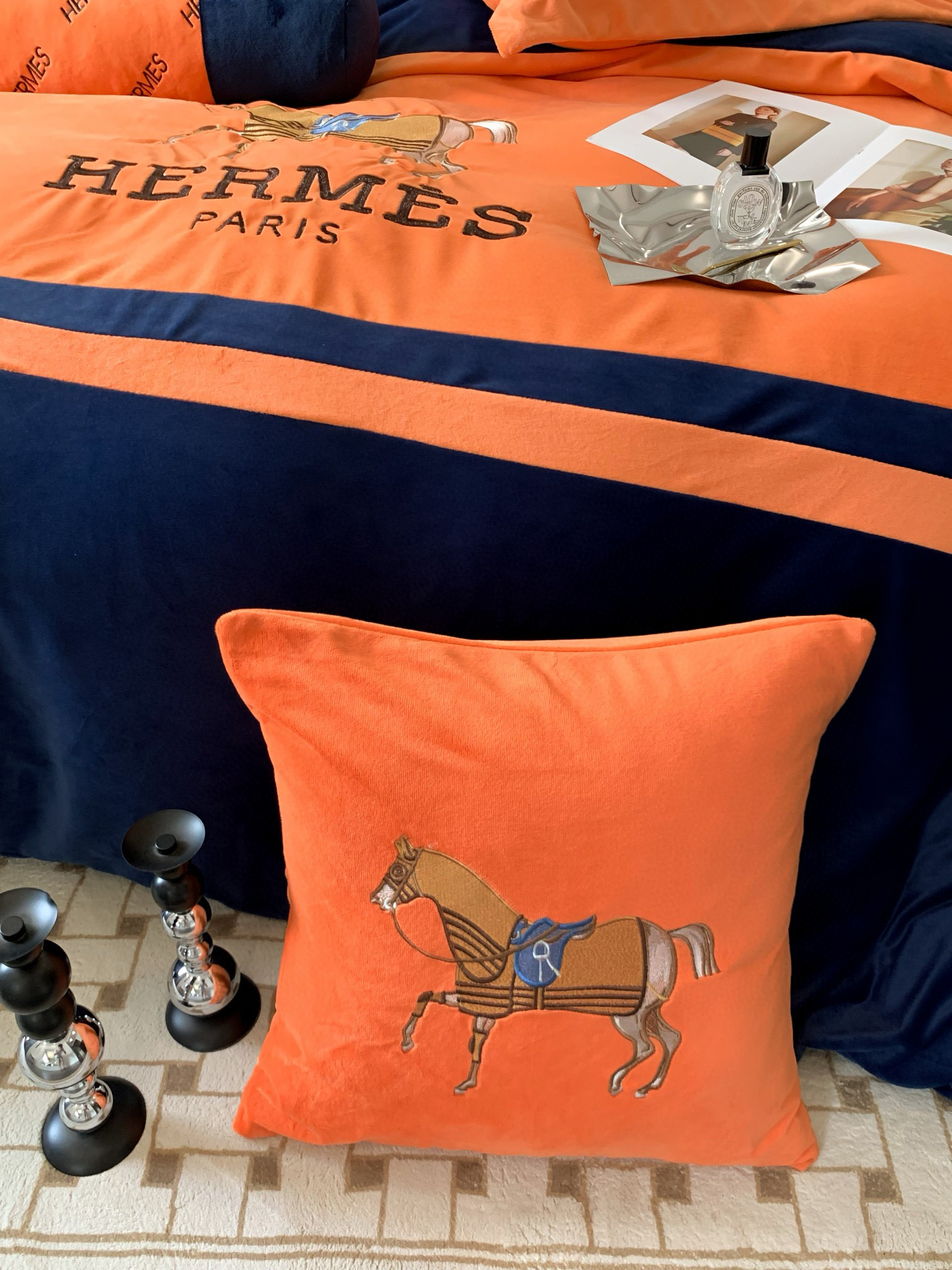 Hermes 에르메스 고중량 극세사 자수 침구 세트 8