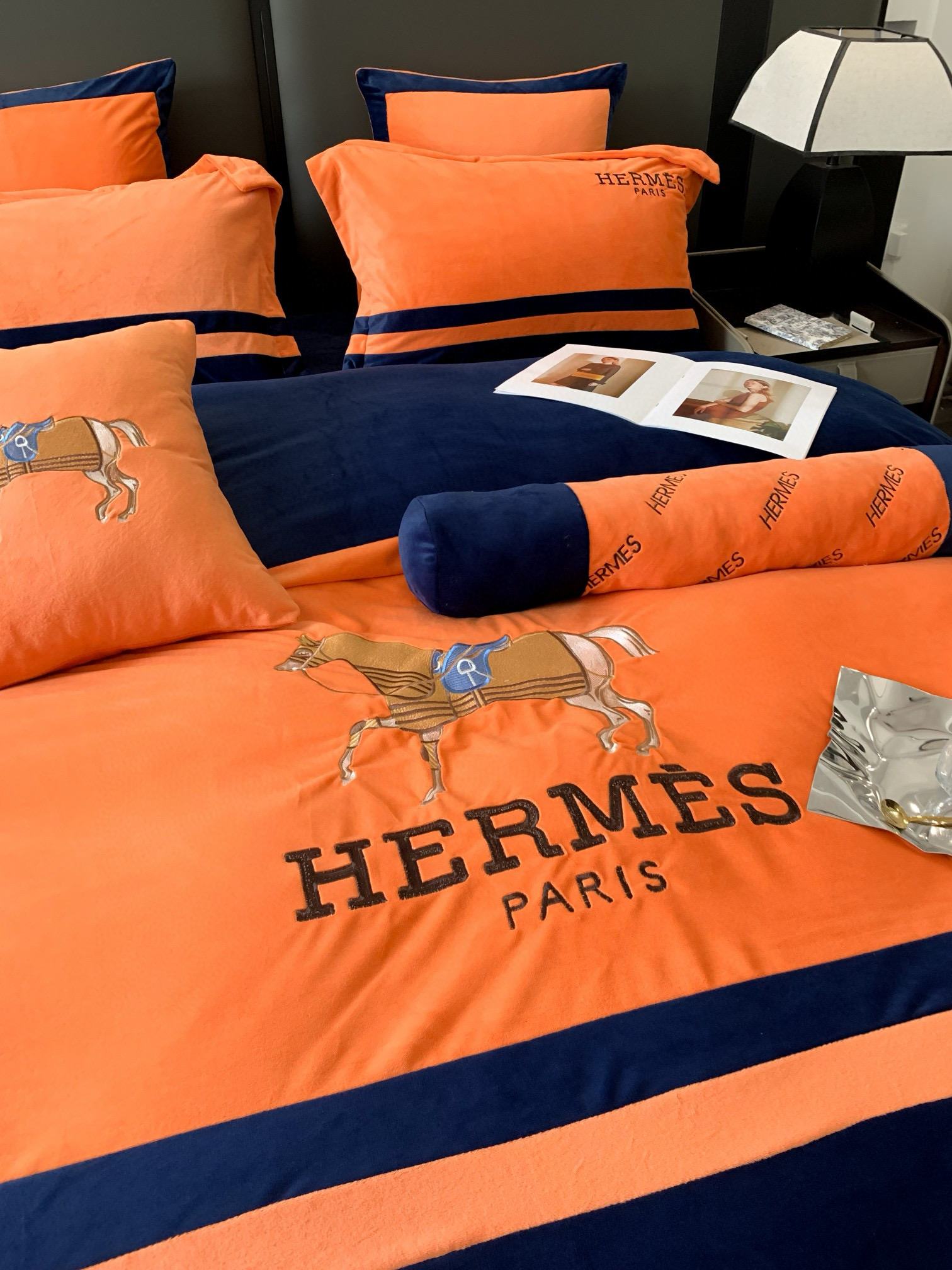 Hermes 에르메스 고중량 극세사 자수 침구 세트 9