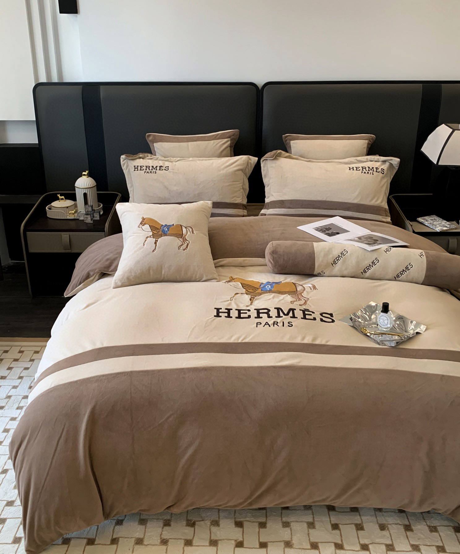 Hermes 에르메스 말 자수 극세사 침구 세트 2