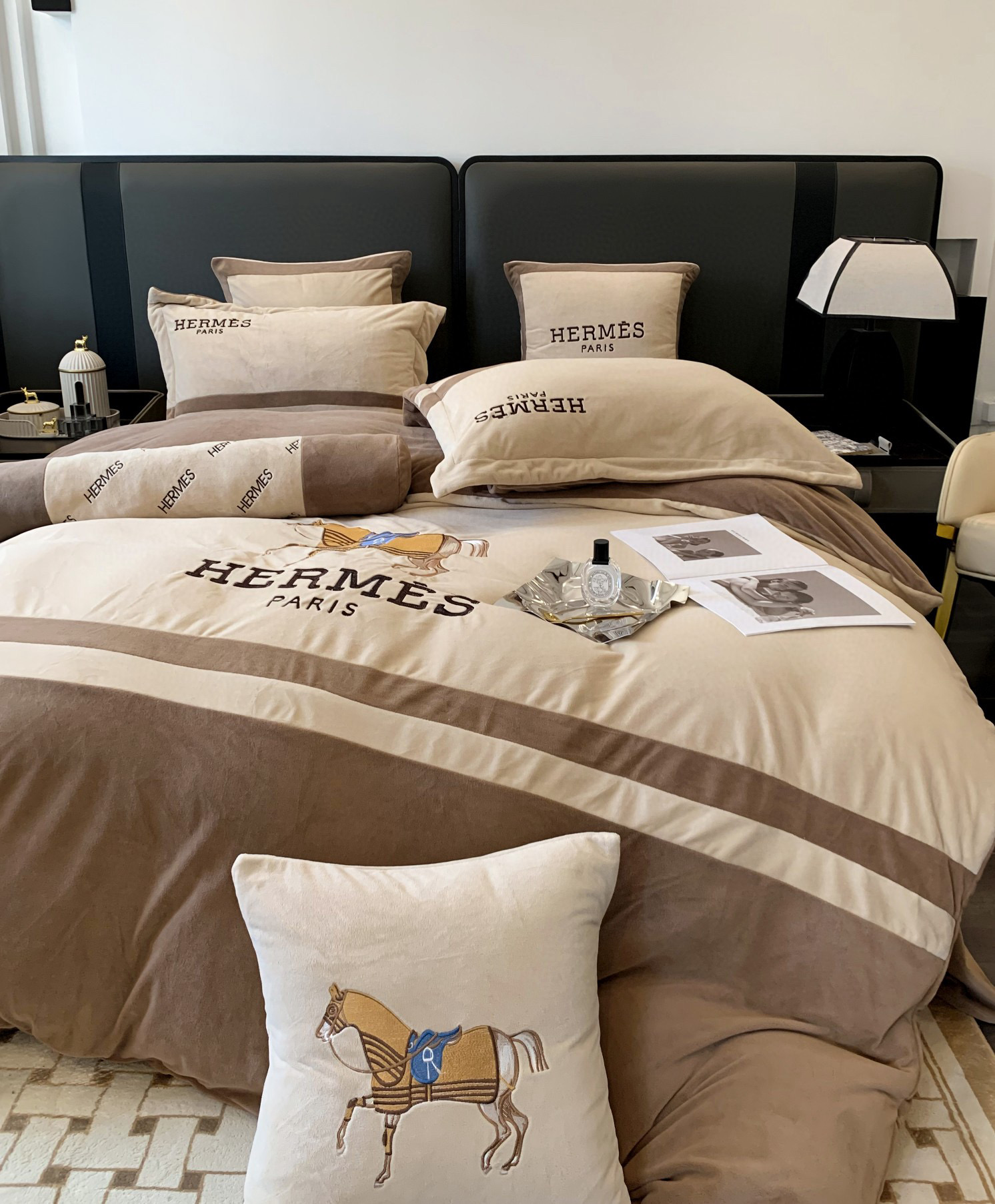 Hermes 에르메스 말 자수 극세사 침구 세트 6