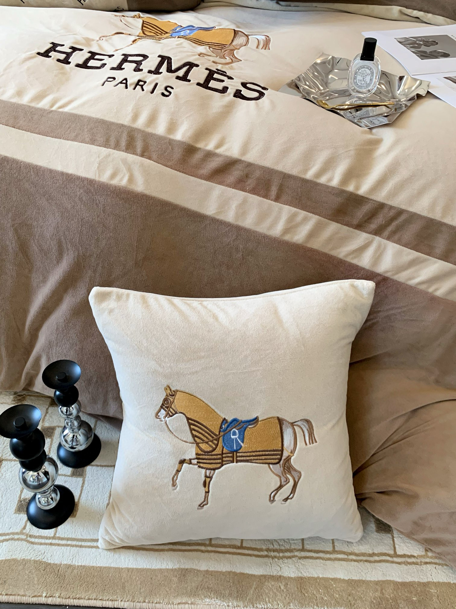 Hermes 에르메스 말 자수 극세사 침구 세트 7