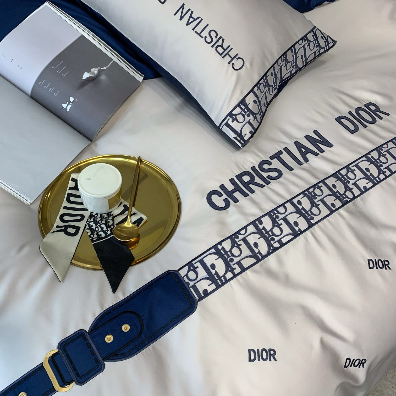 Christian Dior 크리스찬 디올 벨트 패턴 사면 침구 4종 세트 6