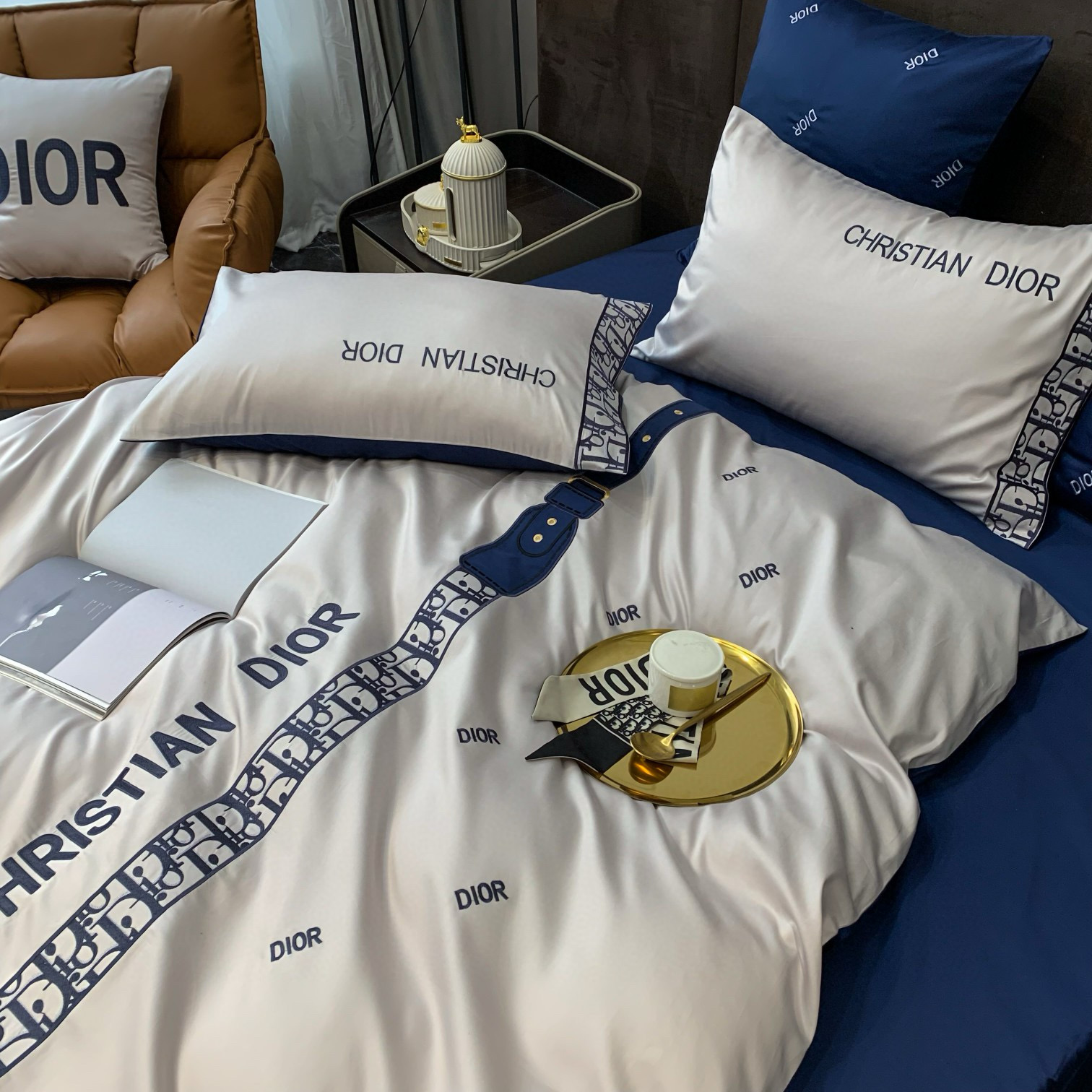 Christian Dior 크리스찬 디올 벨트 패턴 사면 침구 4종 세트 7