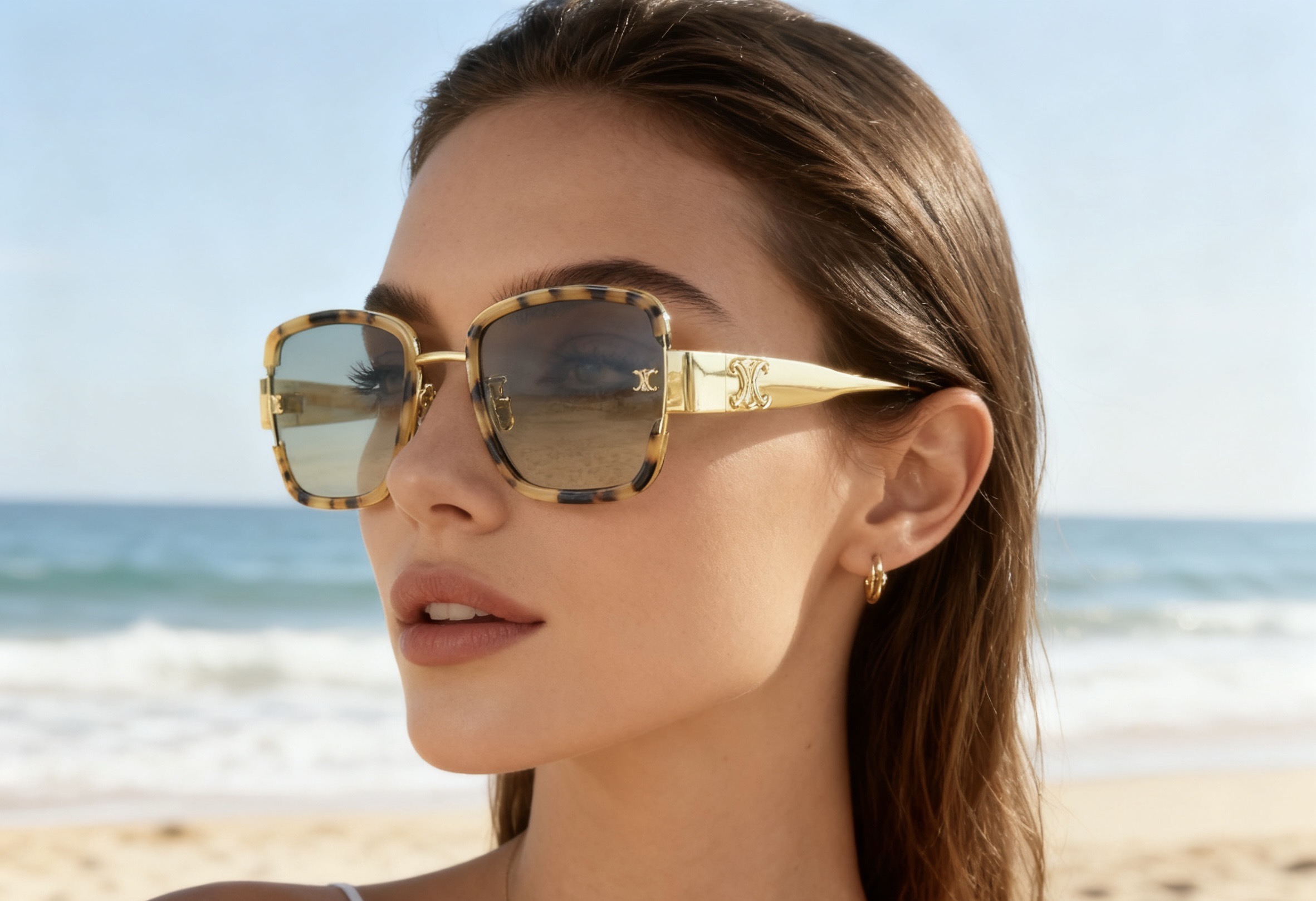 CELINE 셀린느 스퀘어 메탈 콤비 선글라스 3