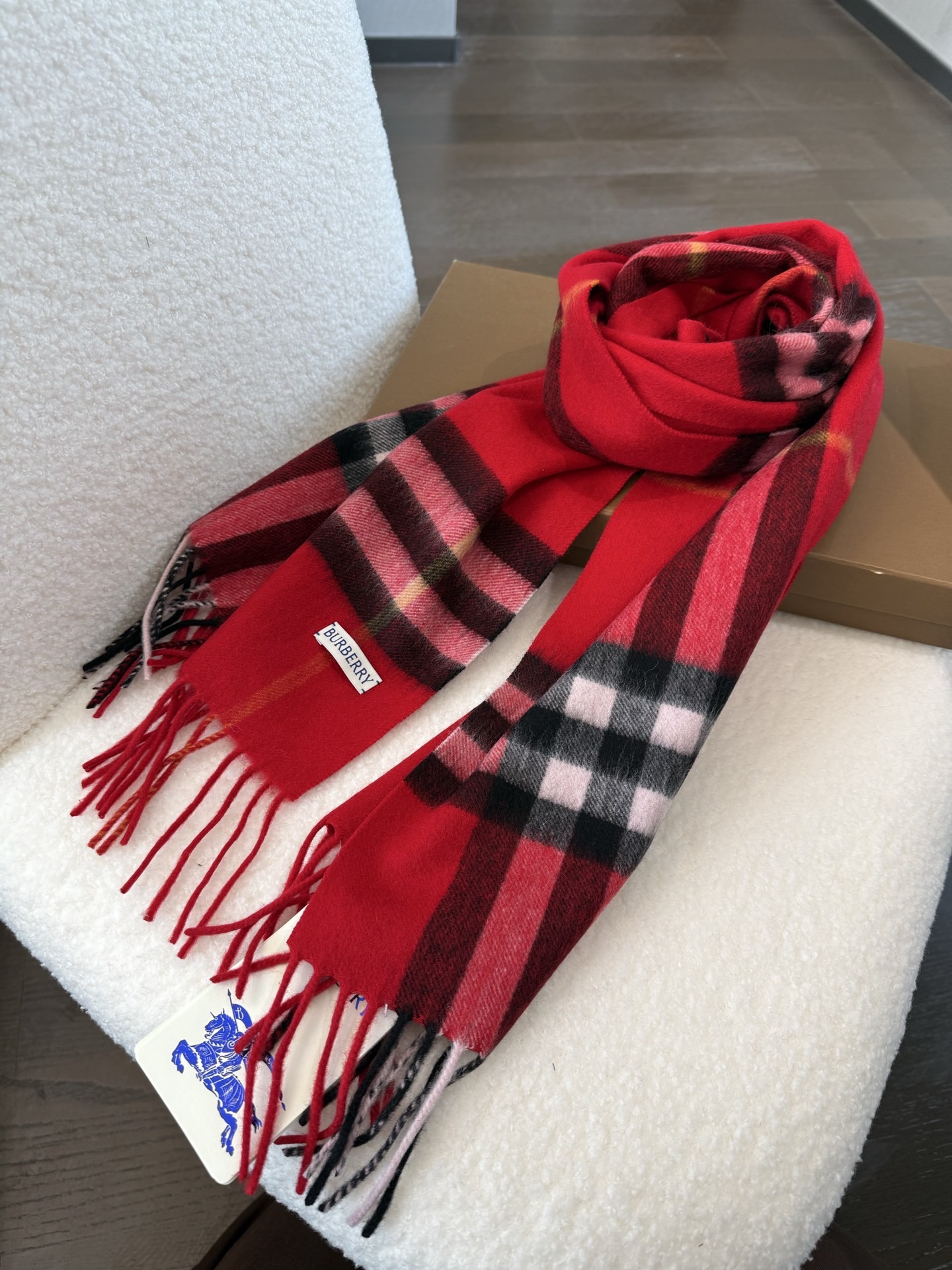 BURBERRY 버버리 클래식 체크 머플러 레드 6