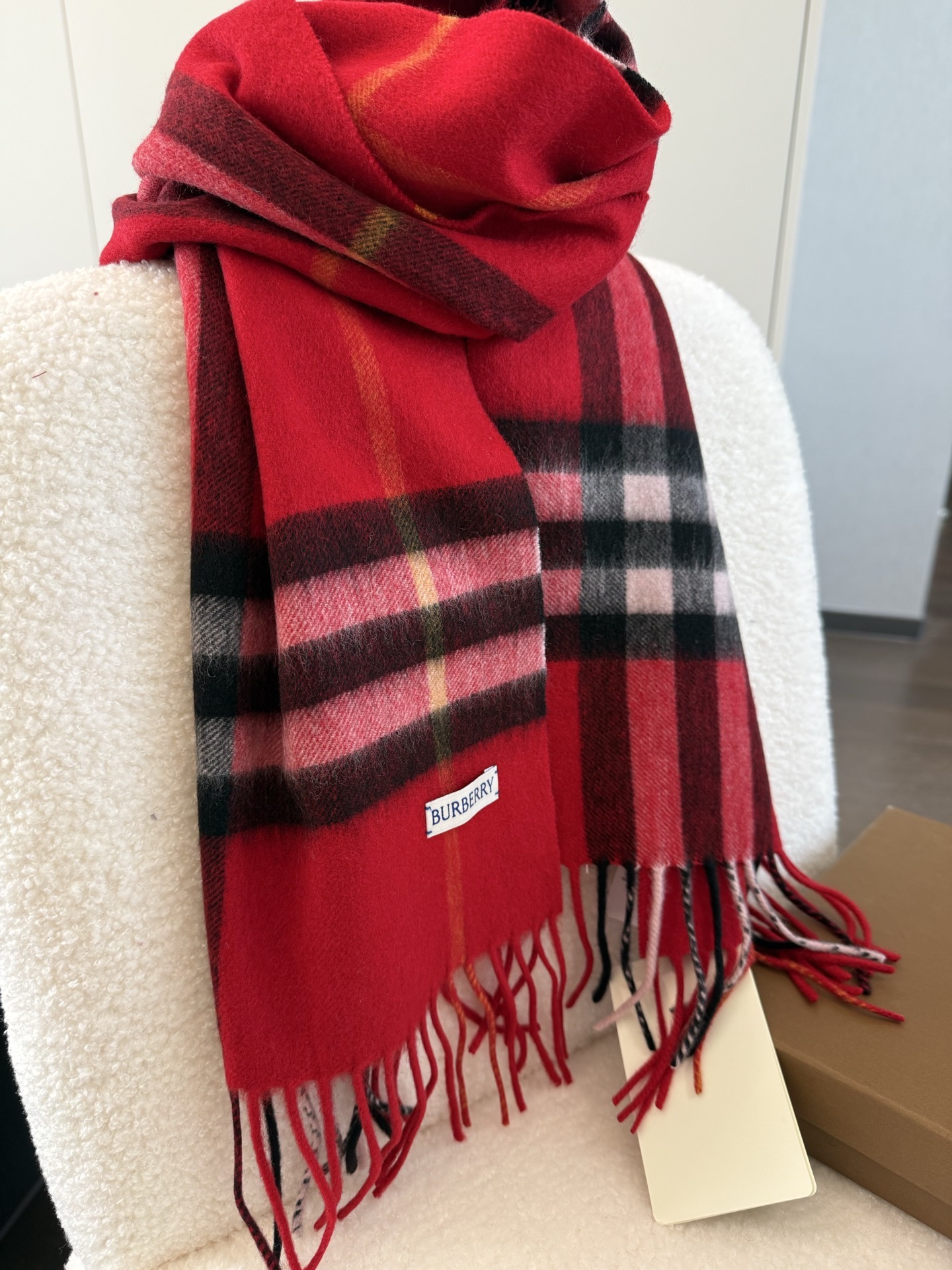 BURBERRY 버버리 클래식 체크 머플러 레드 7