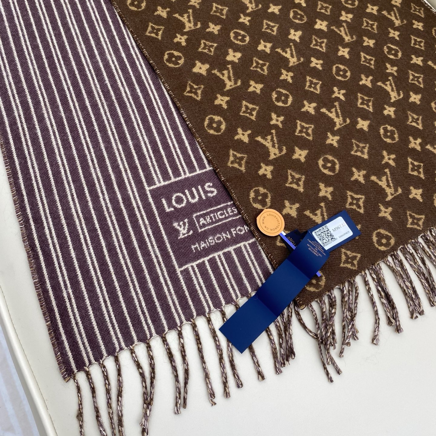 LOUIS VUITTON 루이비통 모노그램 스트라이프 머플러 브라운 8