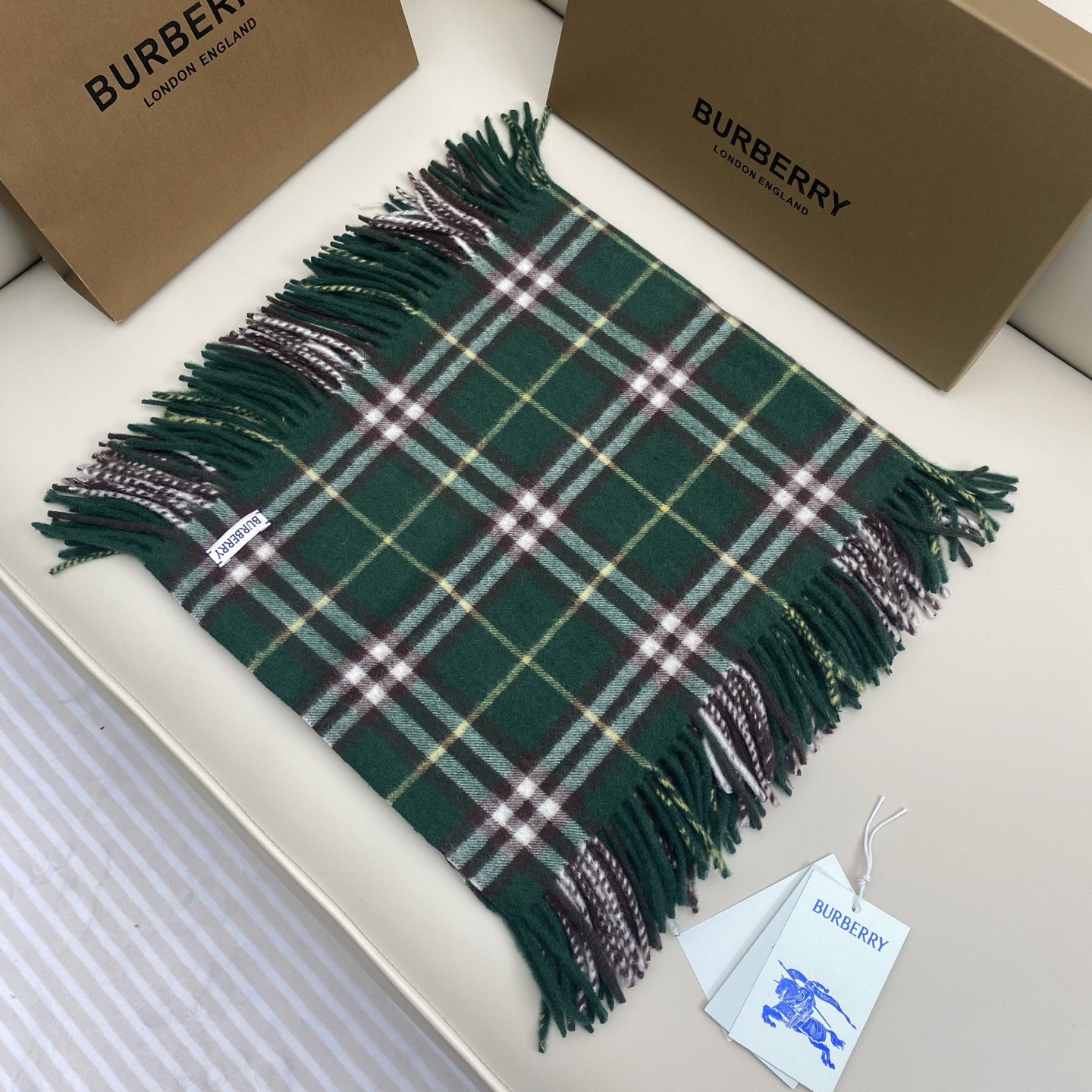BURBERRY 버버리 체크 머플러 그린 1
