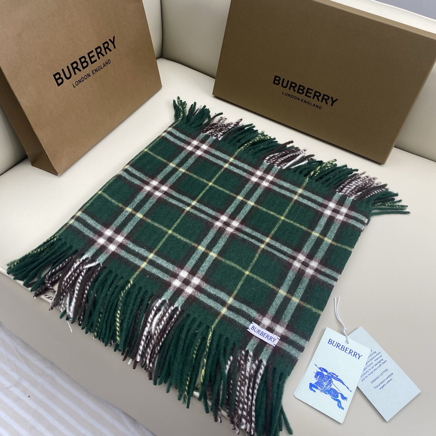BURBERRY 버버리 체크 머플러 그린 2