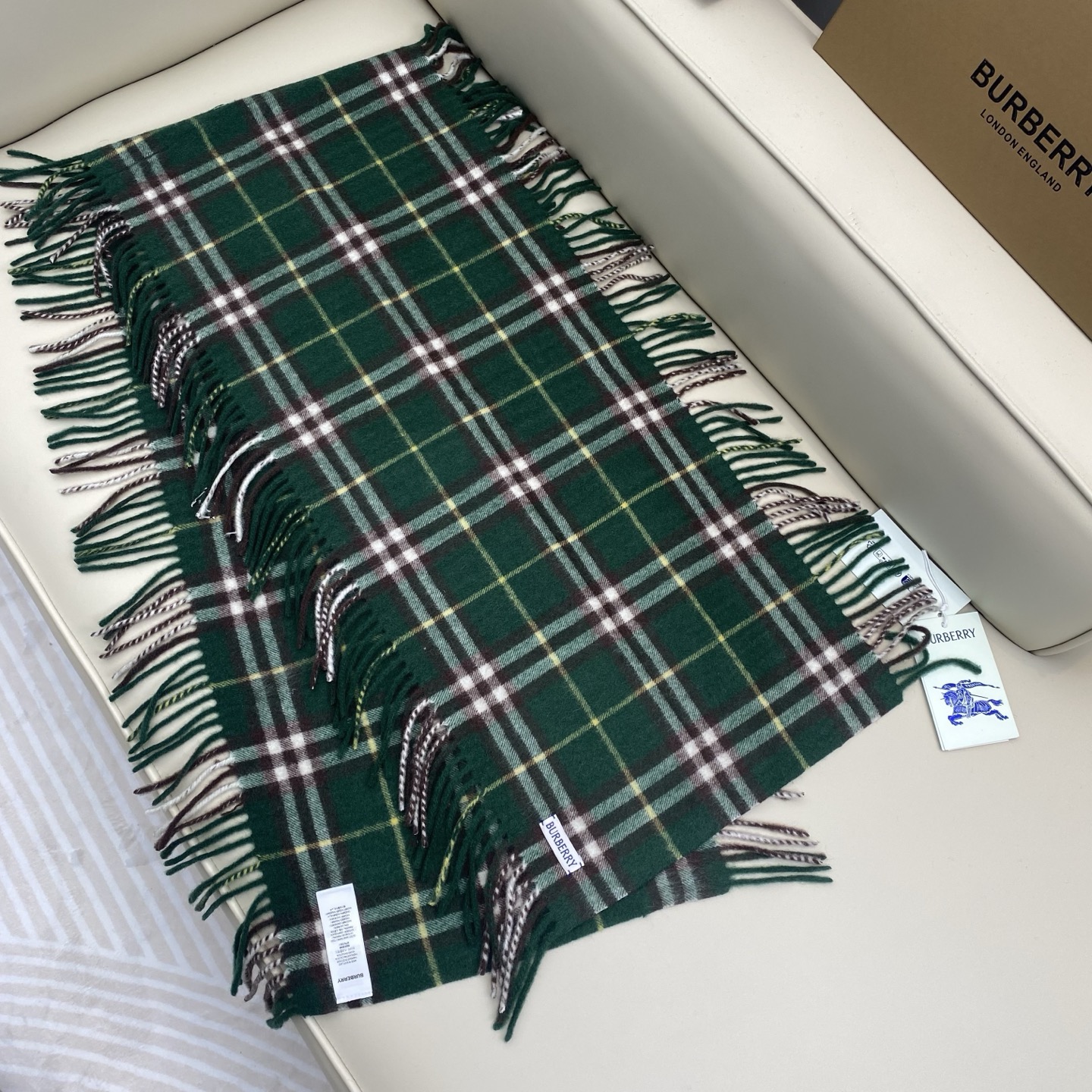 BURBERRY 버버리 체크 머플러 그린 4