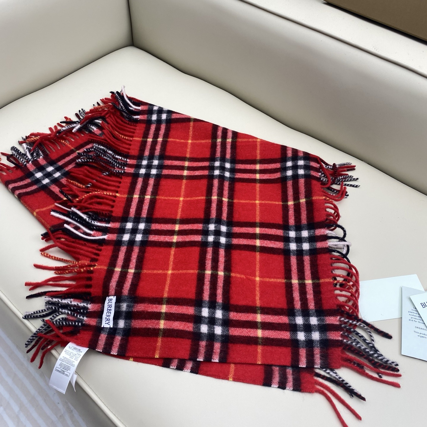 BURBERRY 버버리 체크 패턴 머플러 레드 6