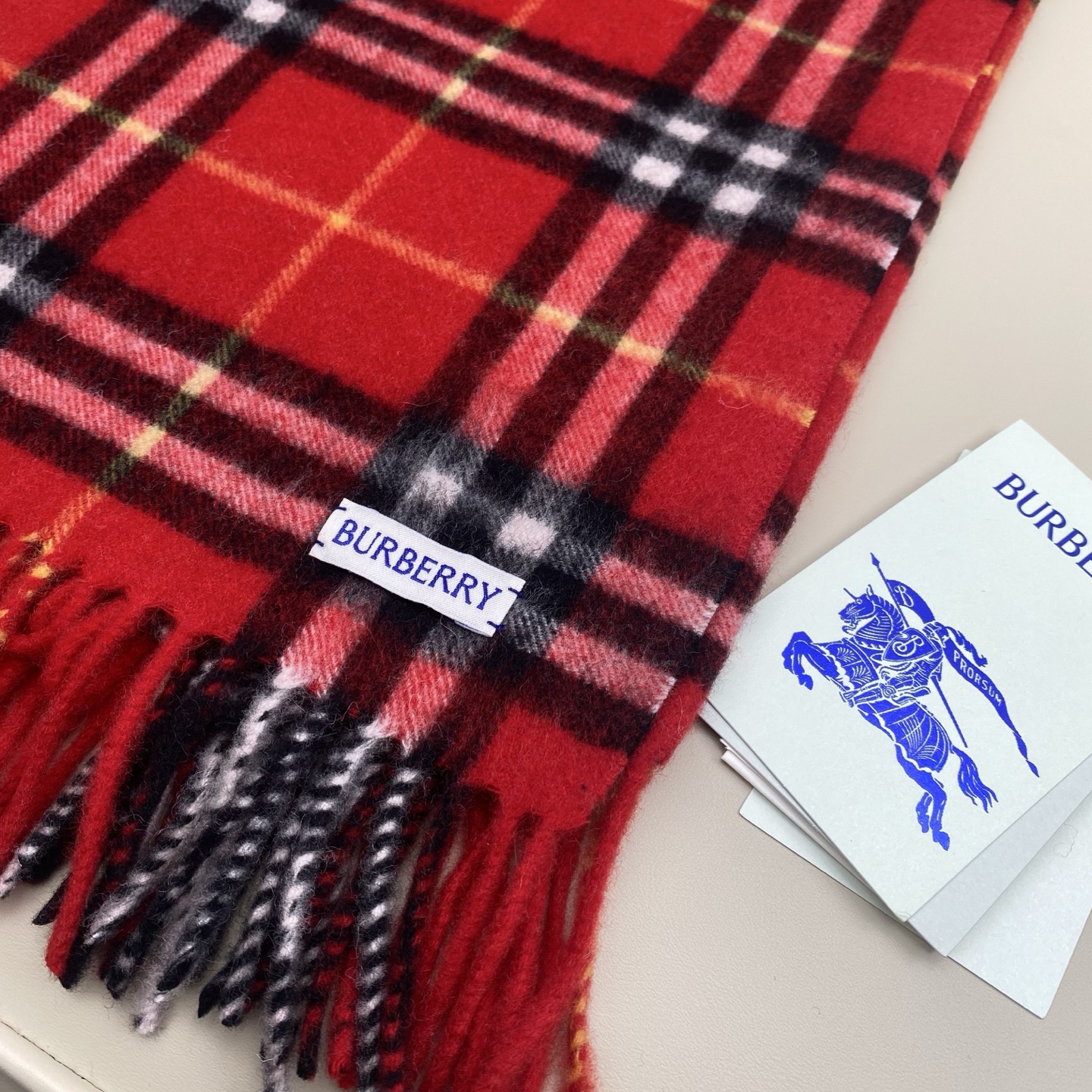 BURBERRY 버버리 체크 패턴 머플러 레드 8