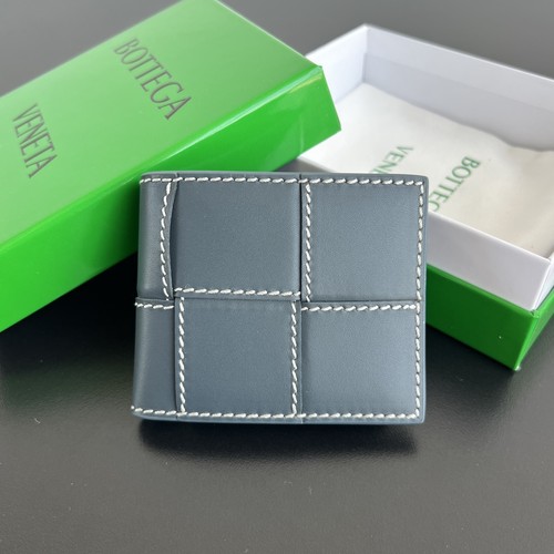 Bottega Veneta Intrecciato Bifold Calfskin Leather Gray Bifold Wallet 보테가 베네타 인트레치아토 반지갑 카프스킨 레더 그레이 11cm