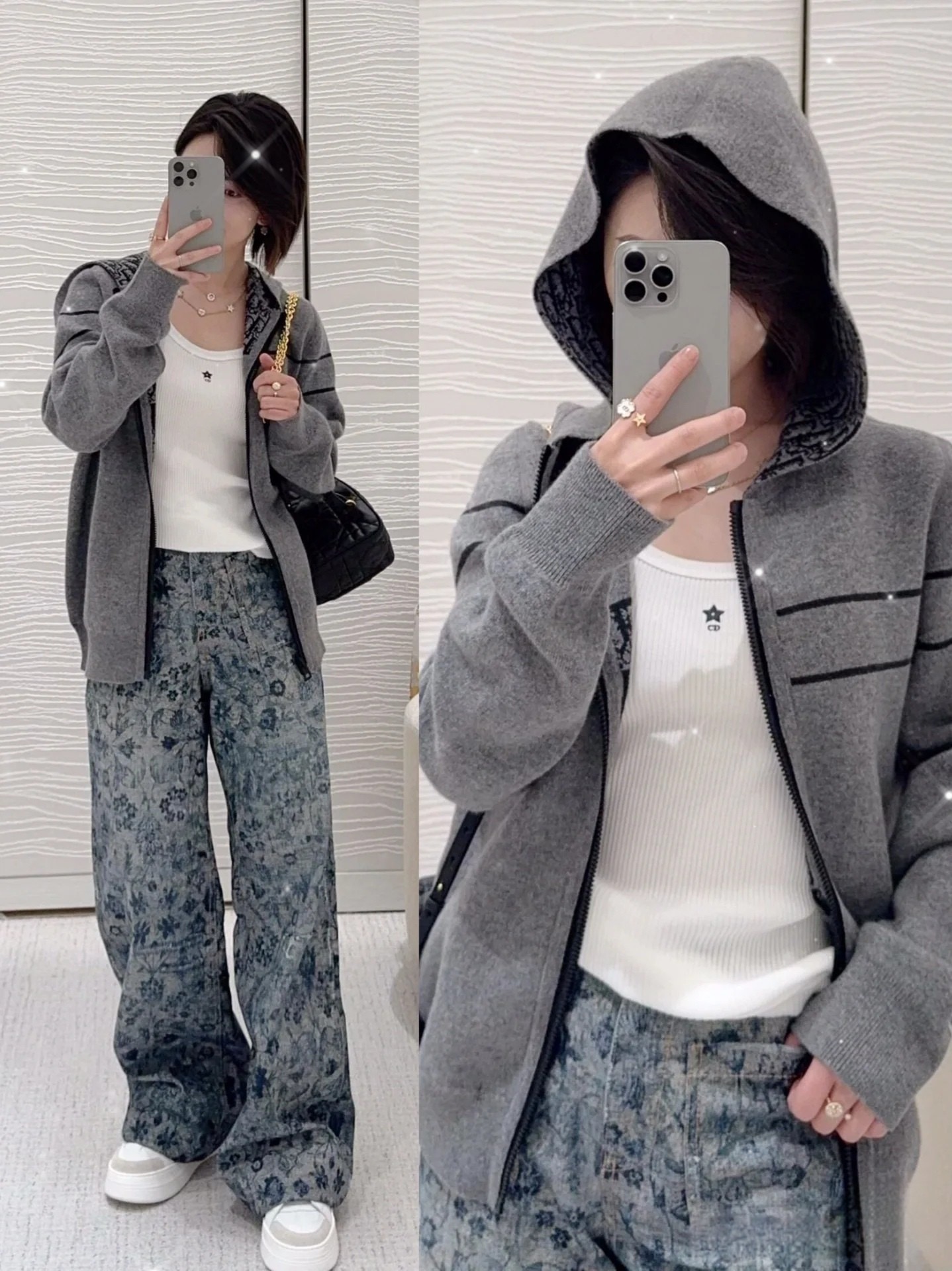 Dior 디올 올오버 오블리크 로고 양면 후드 집업 가디건 5