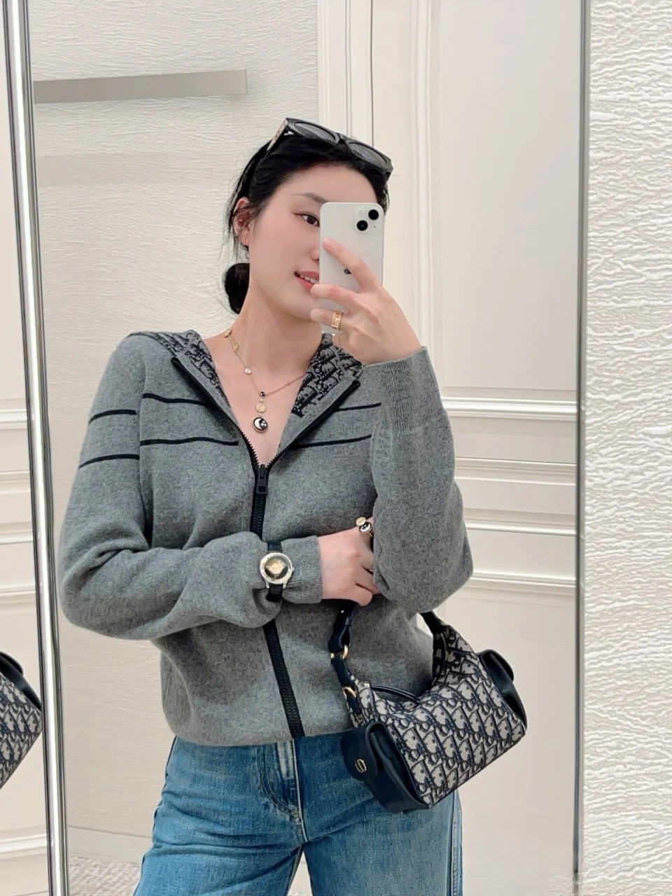 Dior 디올 올오버 오블리크 로고 양면 후드 집업 가디건 7