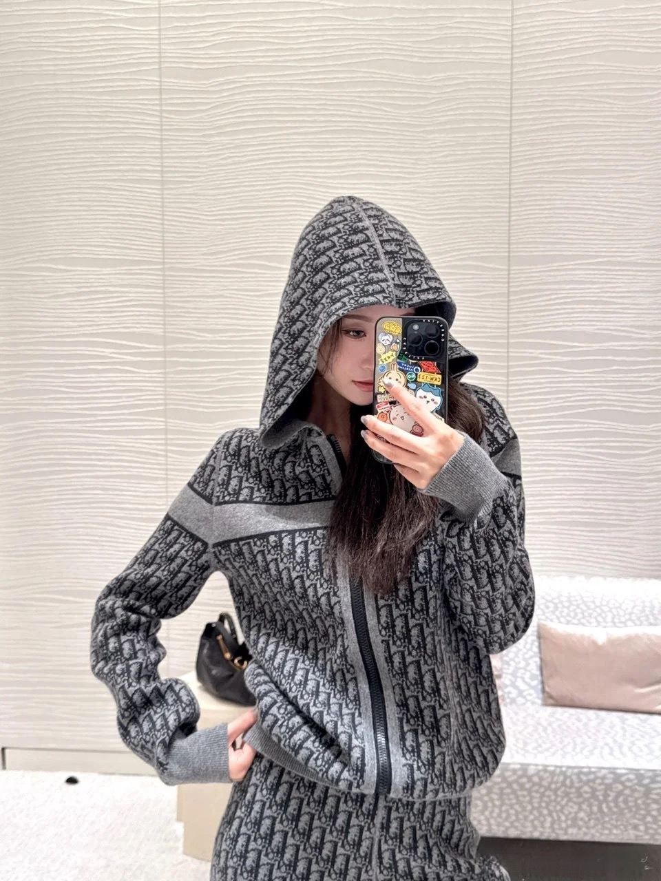 Dior 디올 올오버 오블리크 로고 양면 후드 집업 가디건 9