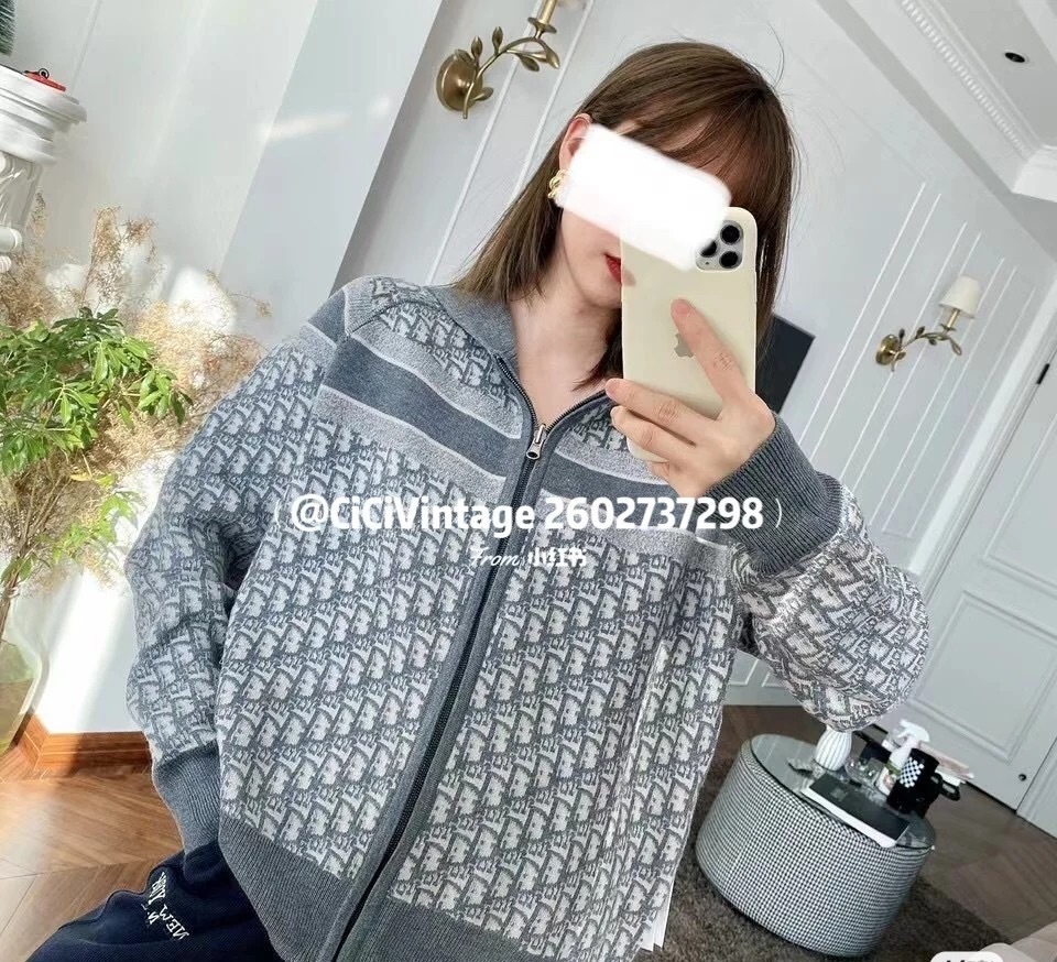 Dior 디올 자카드 로고 양면 후드 니트 집업 8