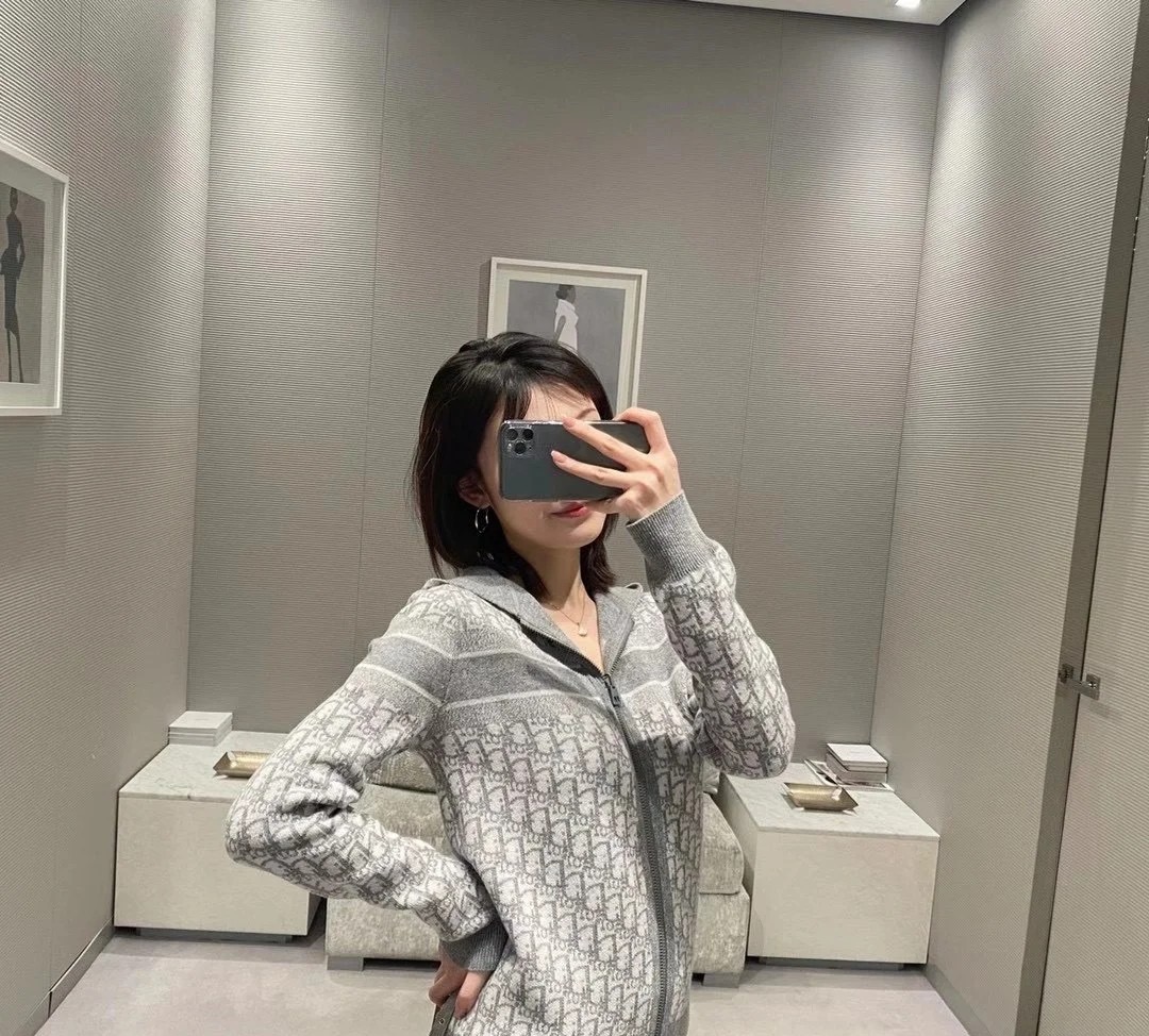 Dior 디올 자카드 로고 양면 후드 니트 집업 9