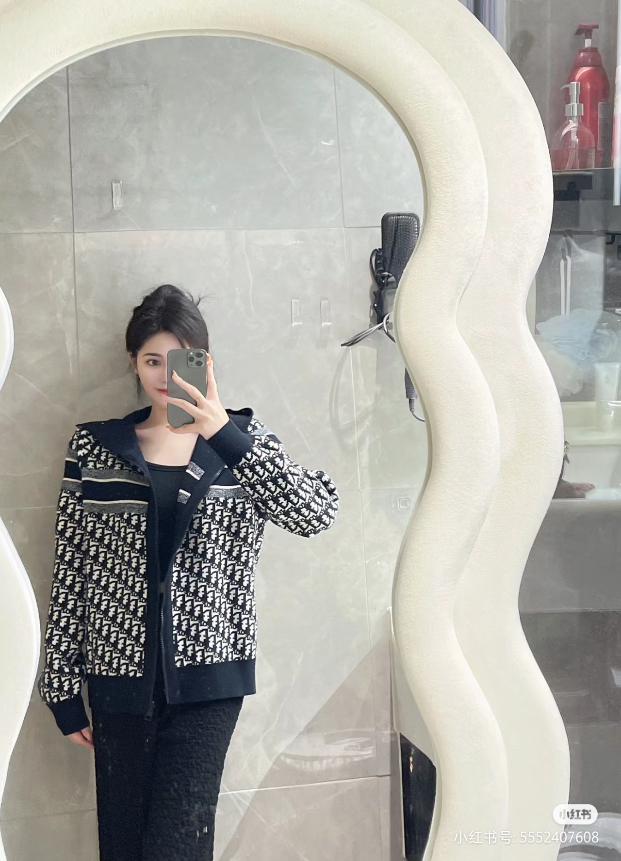 Dior 디올 자카드 로고 양면 후드 니트 집업 4