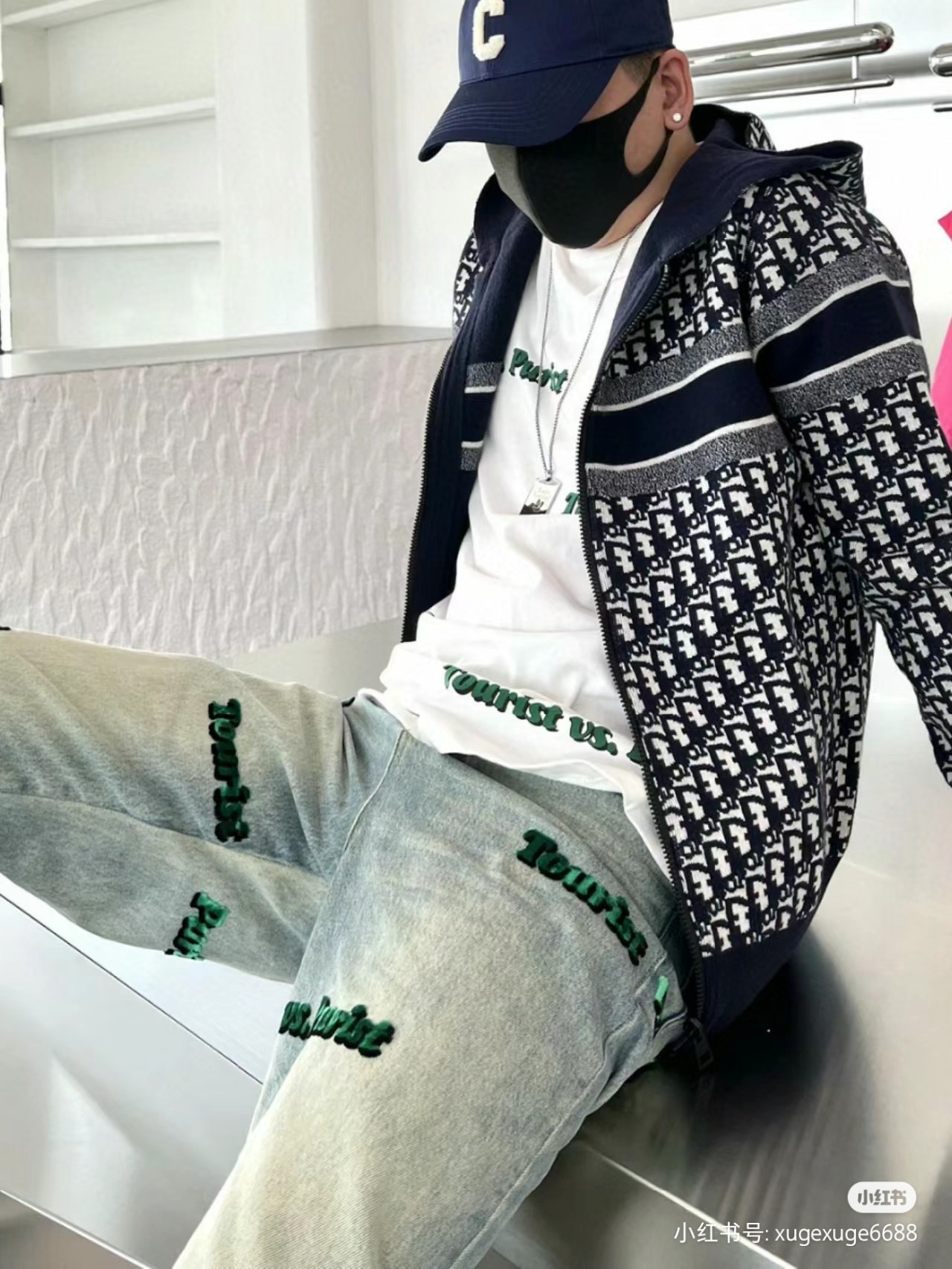 Dior 디올 자카드 로고 양면 후드 니트 집업 6