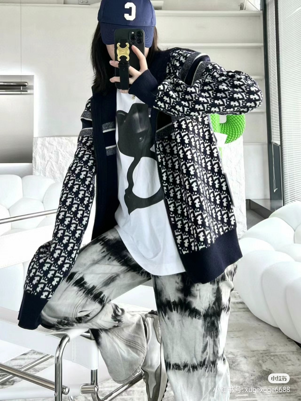 Dior 디올 자카드 로고 양면 후드 니트 집업 8