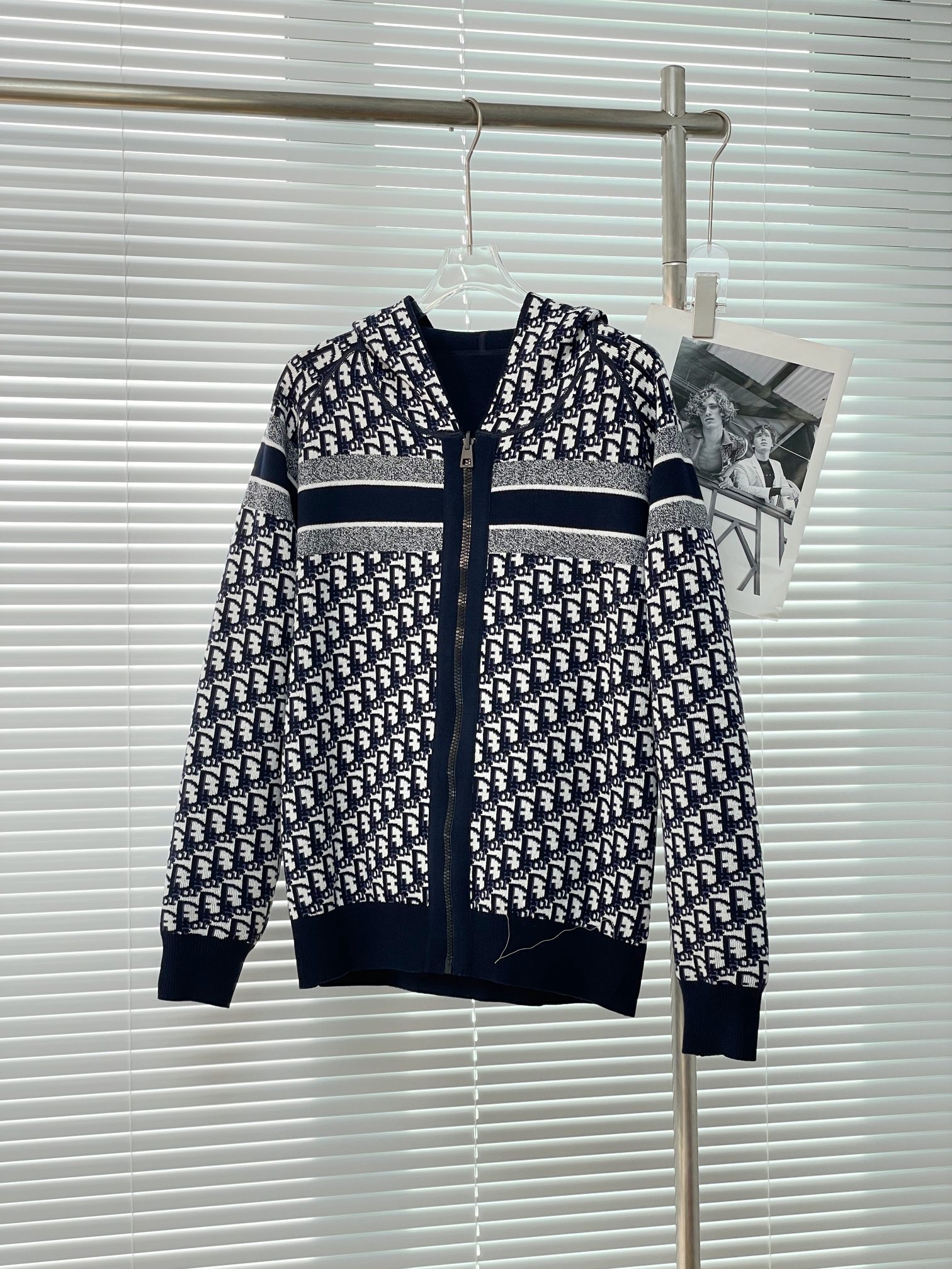 Dior 디올 자카드 로고 양면 후드 니트 집업 9