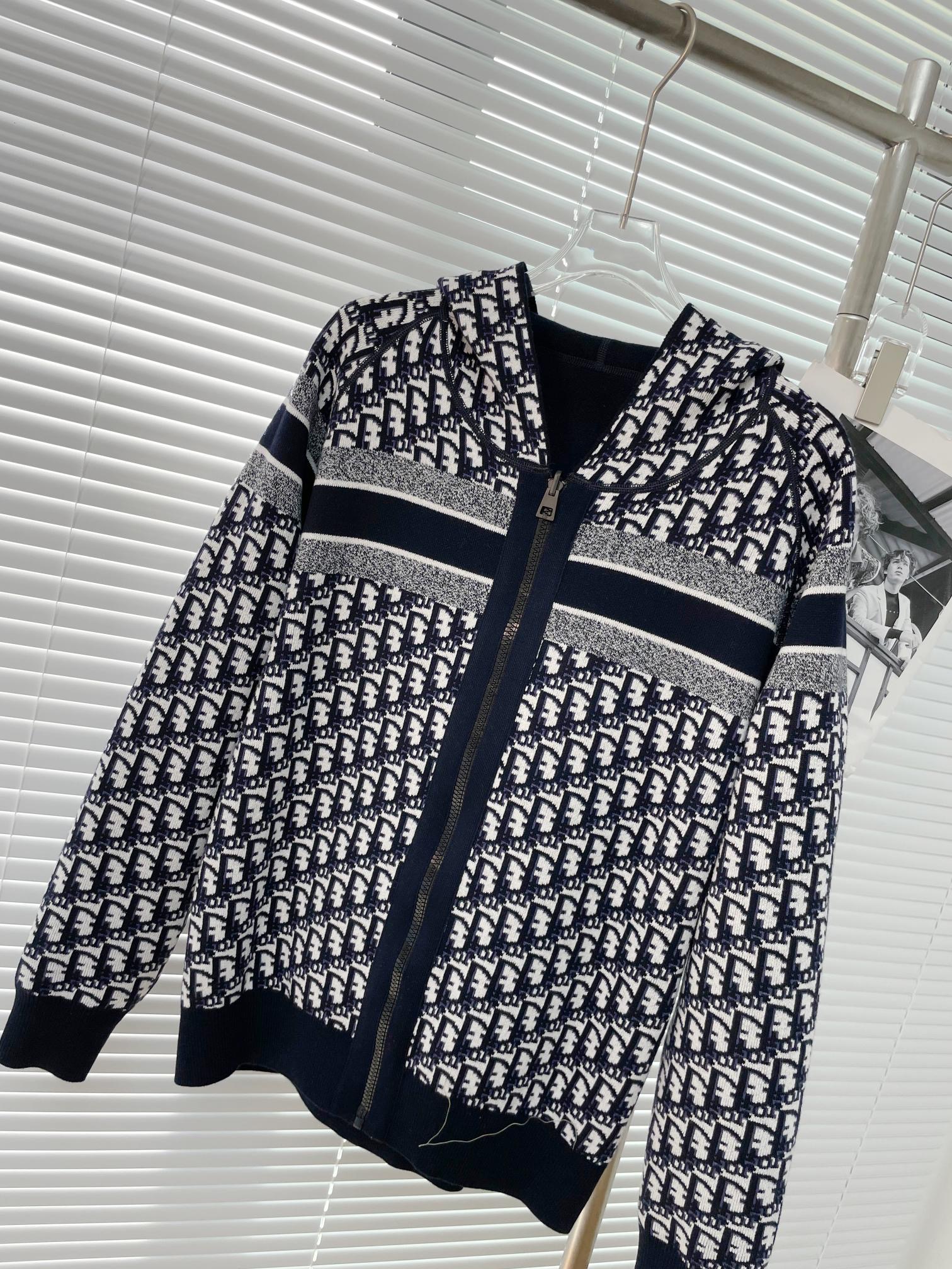 Dior 디올 자카드 로고 양면 후드 니트 집업 11