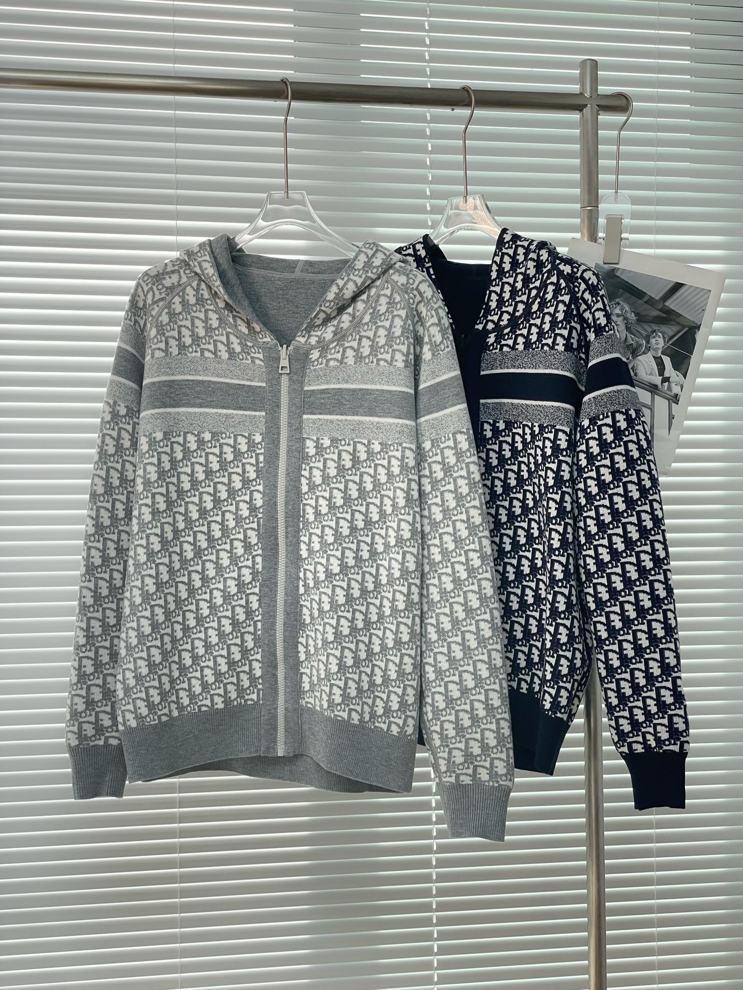 Dior 디올 자카드 로고 양면 후드 니트 집업 16