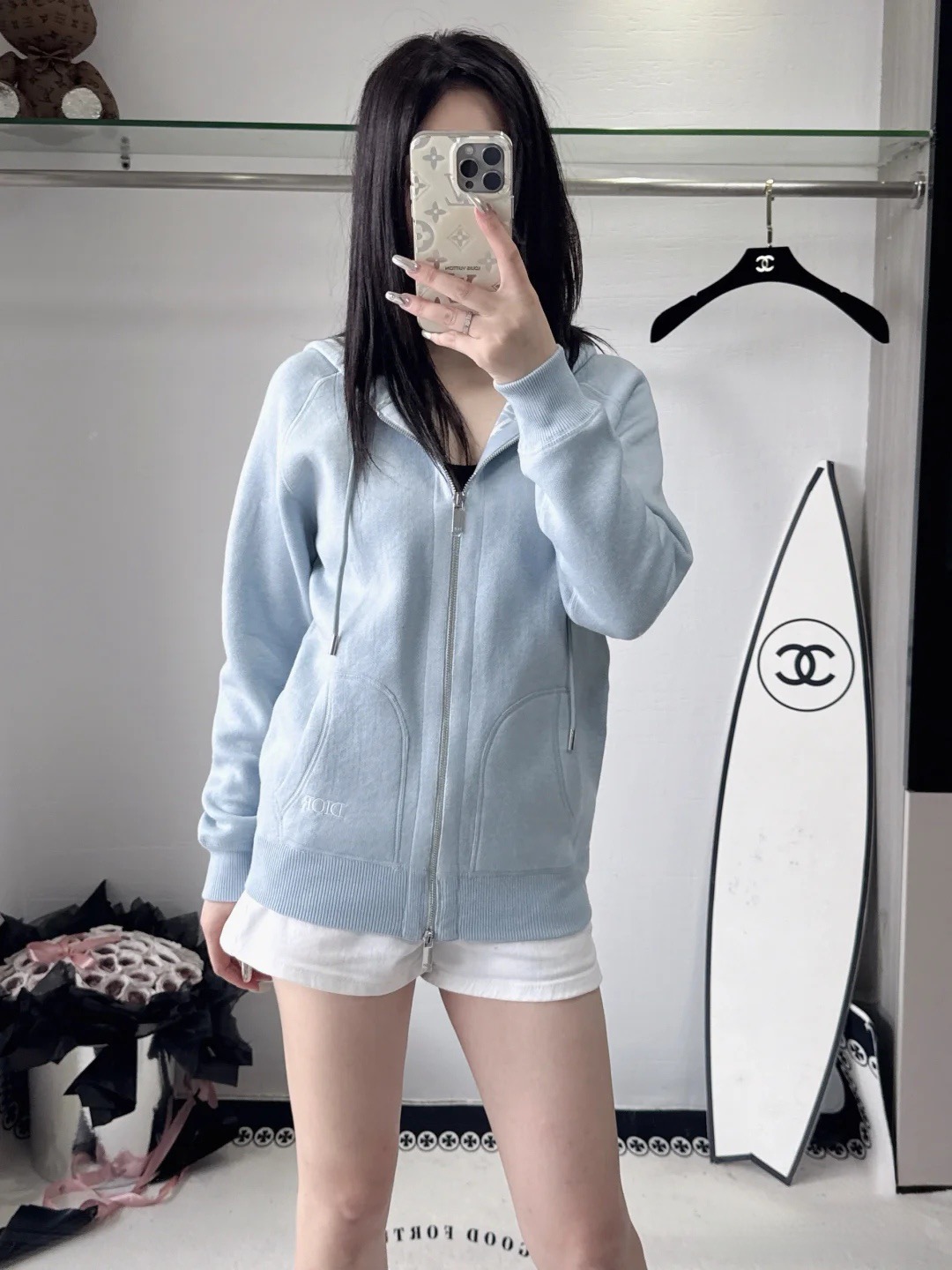 Dior 디올 가을겨울 로고 디테일 실크 블렌드 후드 맨투맨 4