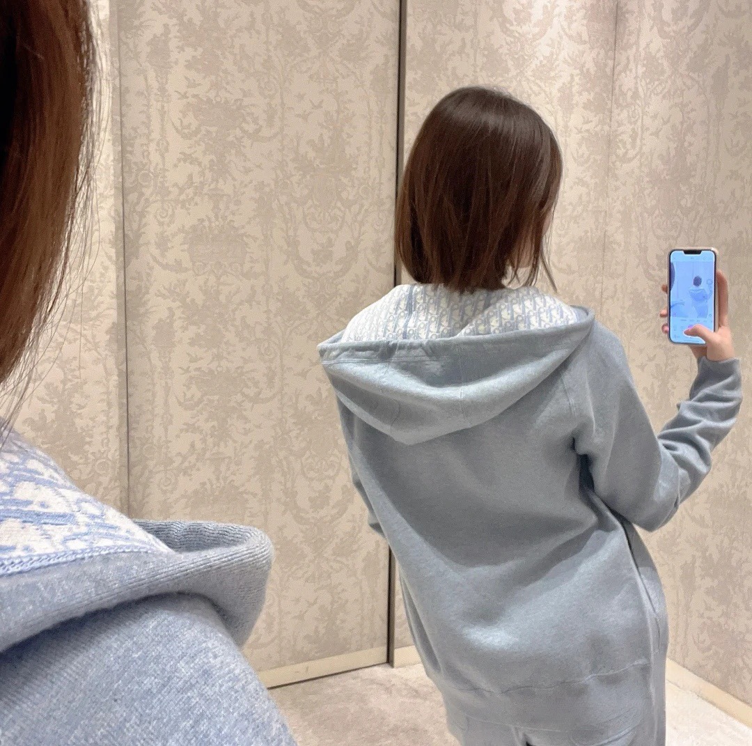 Dior 디올 가을겨울 로고 디테일 실크 블렌드 후드 맨투맨 7