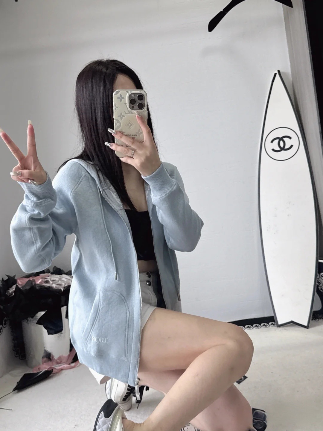 Dior 디올 가을겨울 로고 디테일 실크 블렌드 후드 맨투맨 10