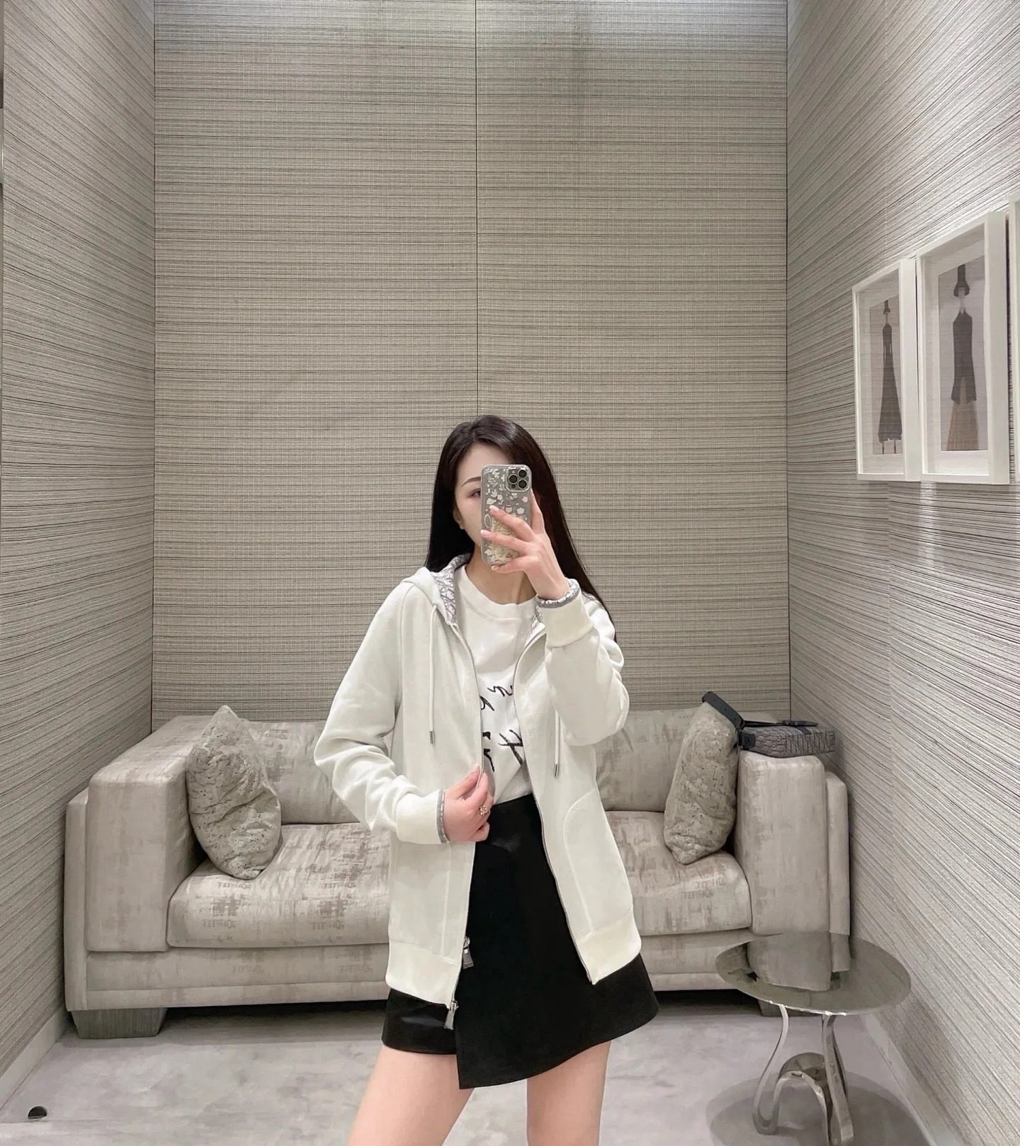 Dior 디올 로고 내피 실크 블렌드 후드 집업 세트 1