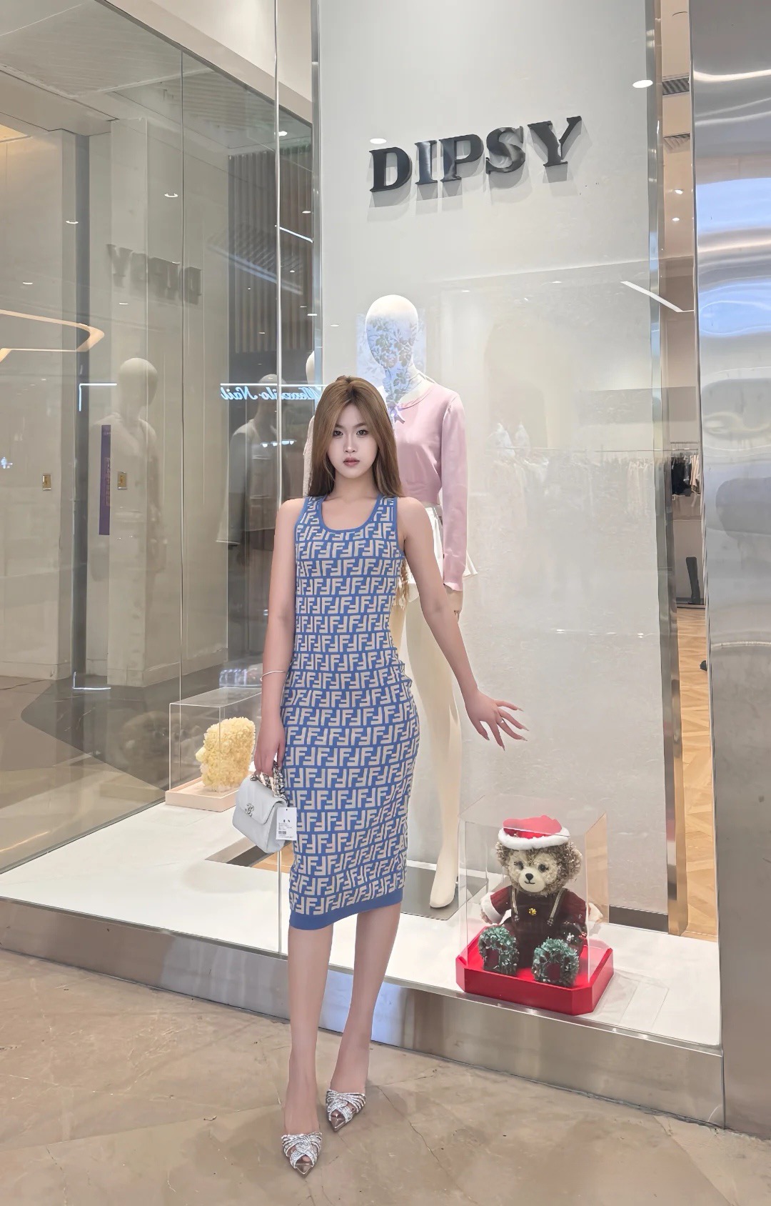 FENDI 펜디 FF 모노그램 니트 슬리브리스 원피스 8