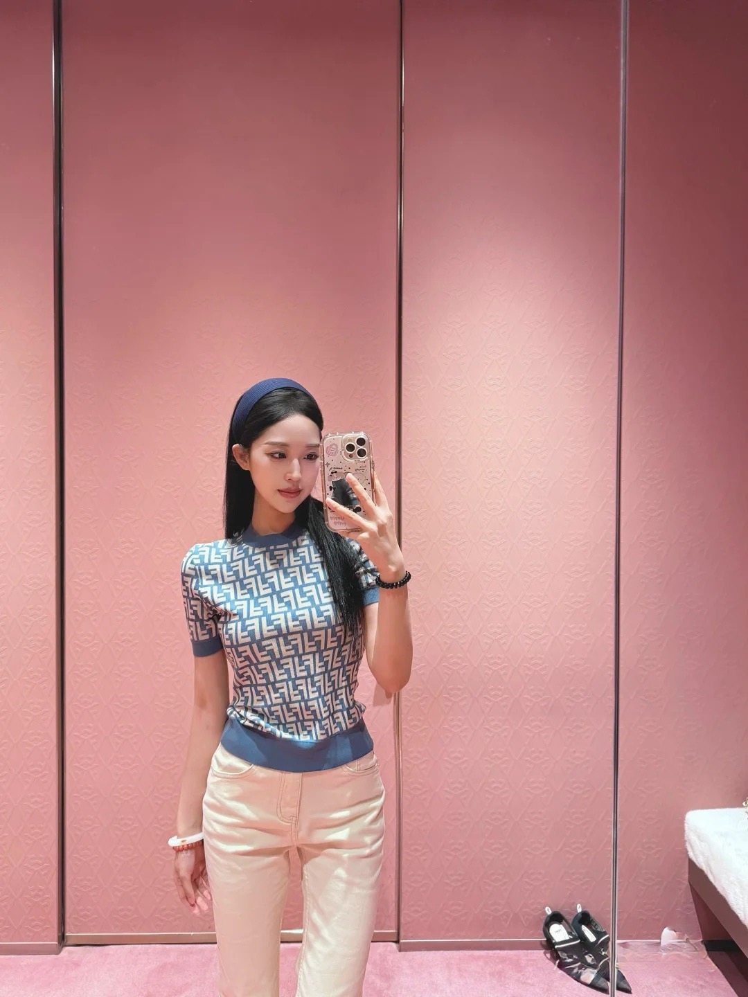 FENDI 펜디 FF 로고 코튼 니트 반팔 스웨터 2