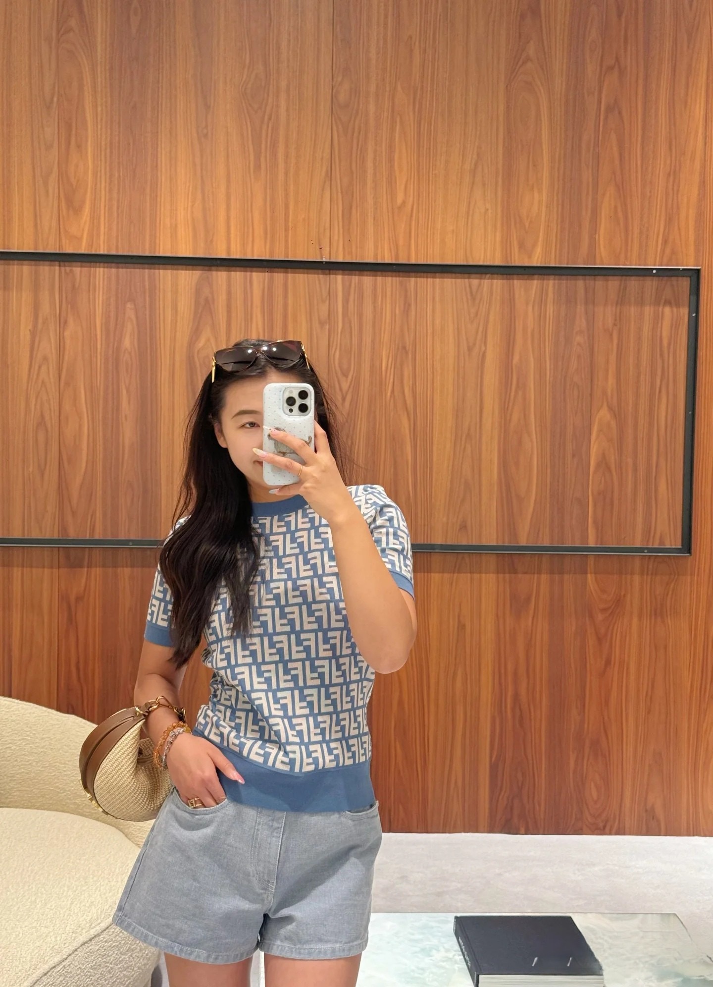 FENDI 펜디 FF 로고 코튼 니트 반팔 스웨터 6